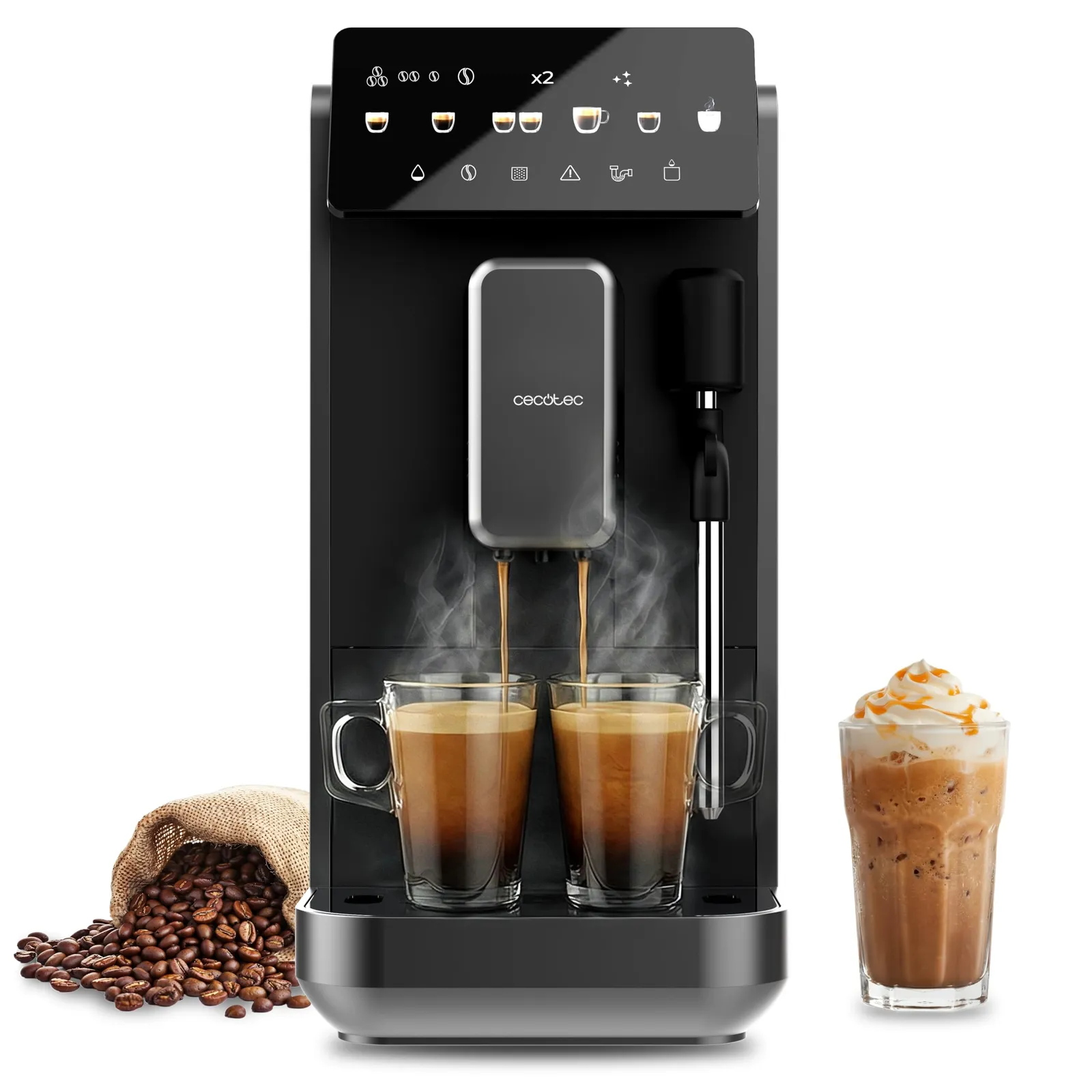 Cecotec Cremmaet Lungo Steam: Cafetera Superautomática con 19 Bares, Vaporizador y Pantalla Táctil