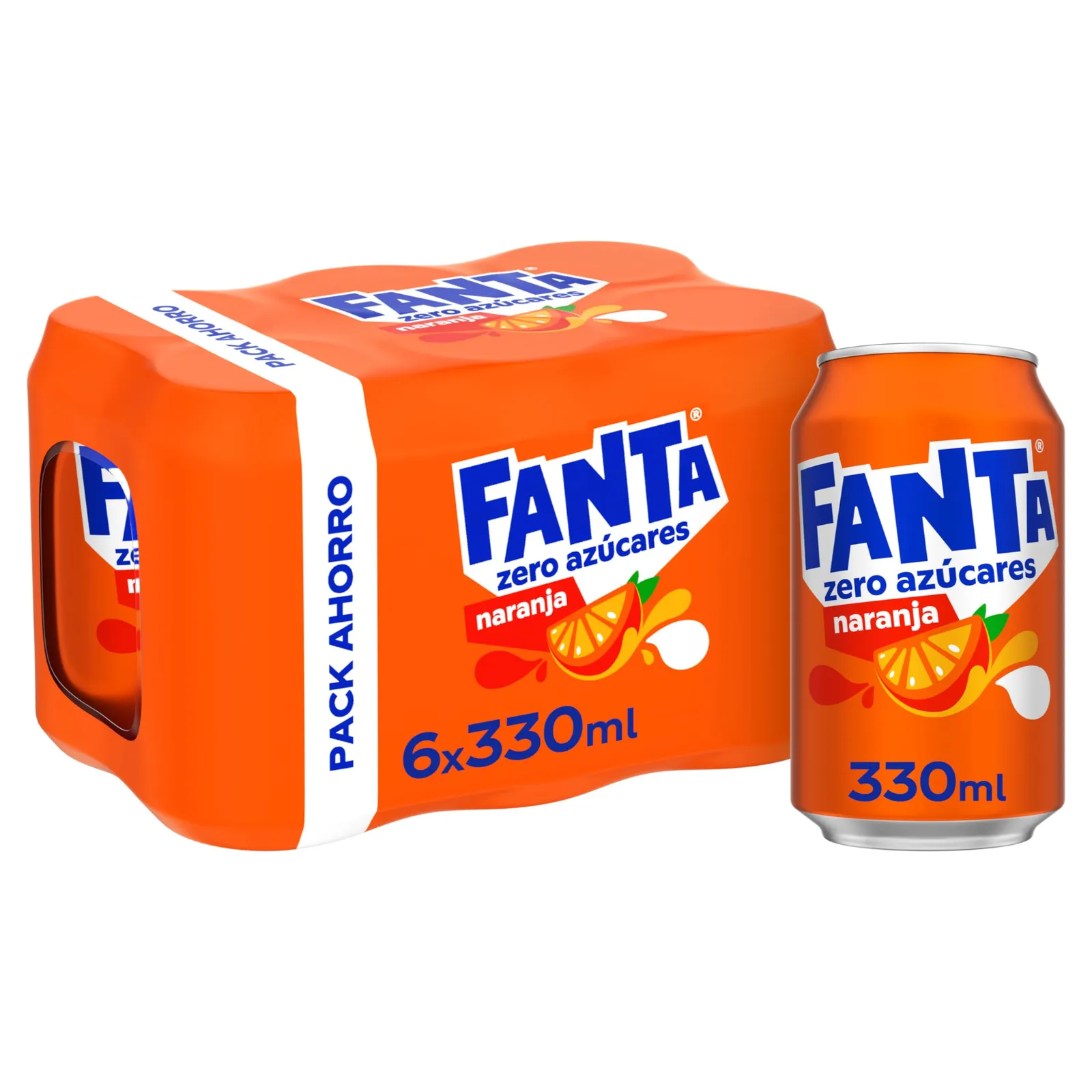 Pack 6x Fanta Naranja Zero Latas 330ml