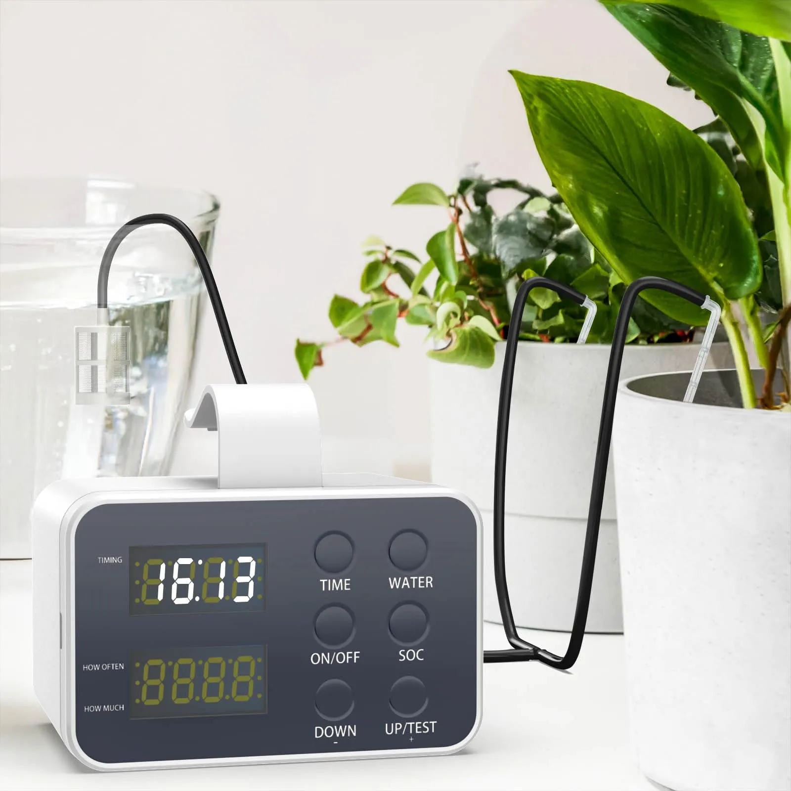 YIFANGERA Sistema de Riego Automático para 15 Macetas, Kit DIY con Alarma de Agua y Energía