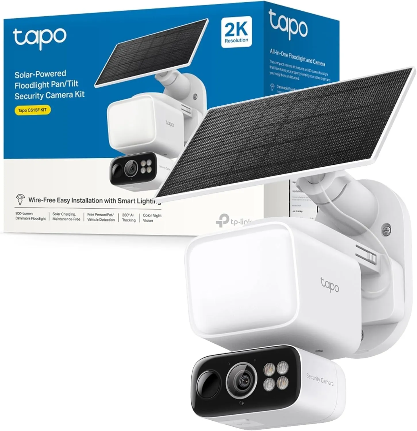 Kit Cámara Vigilancia Exterior Tapo C615F con Panel Solar 2K 3MP 360° WiFi