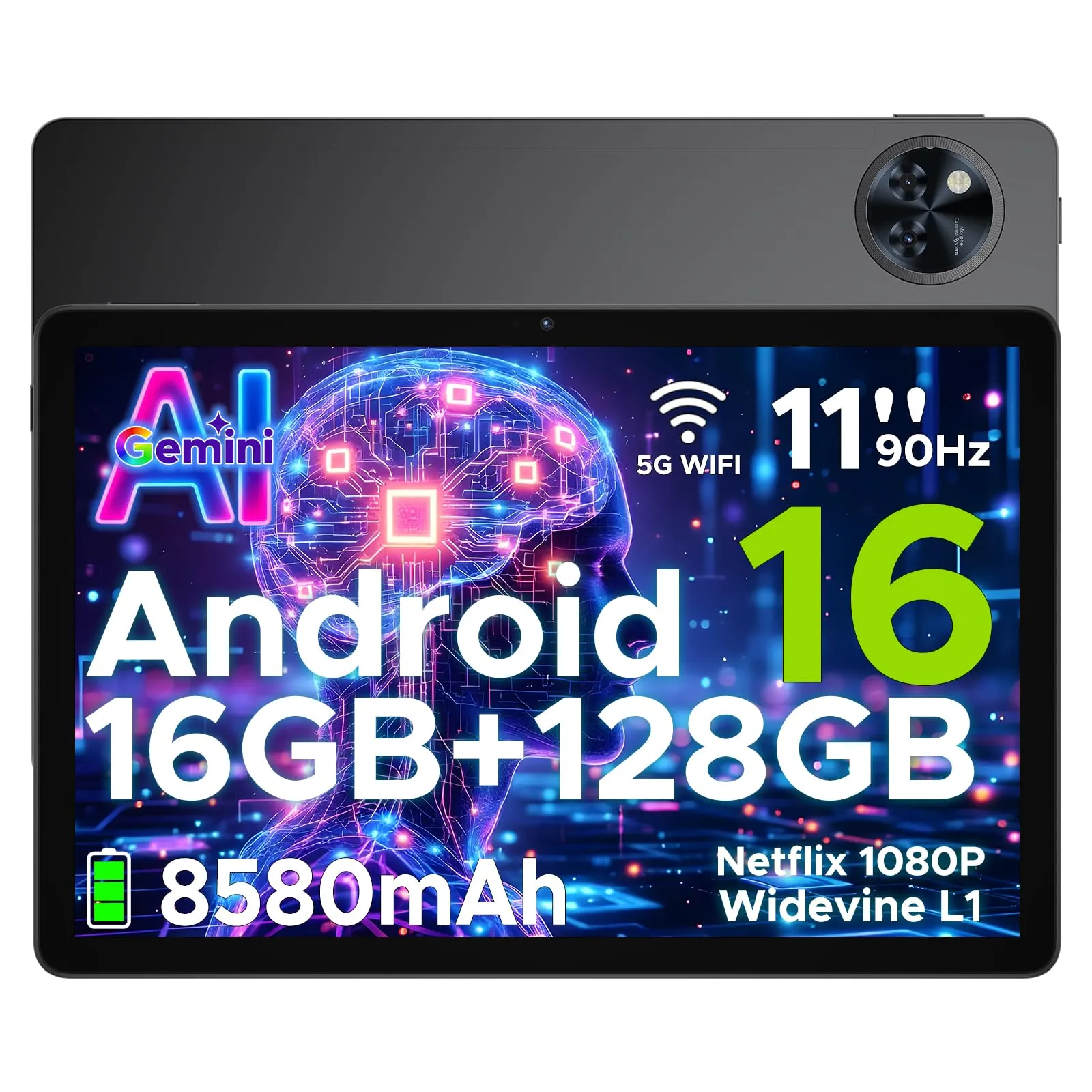 Tablet U11: 16GB RAM, 128GB Almacenamiento, Batería 8580 mAh