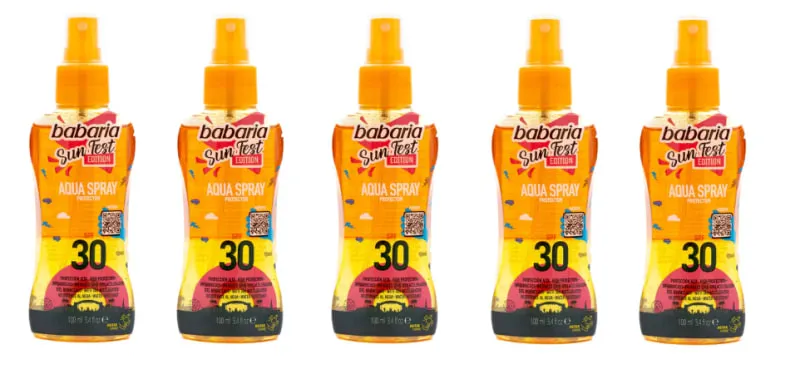 Pack 5 Protectores Solares Babaria Aqua Spray SPF 30 SunFest Ed. Limitada 100 ml