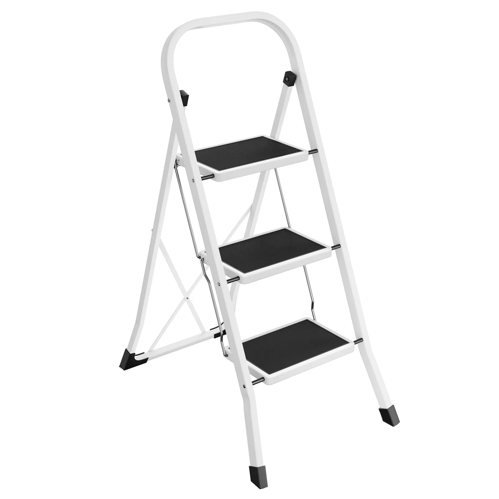 Escalera de tijera plegable SONGMICS GSL03WT con 3 peldaños, soporta hasta 150 kg