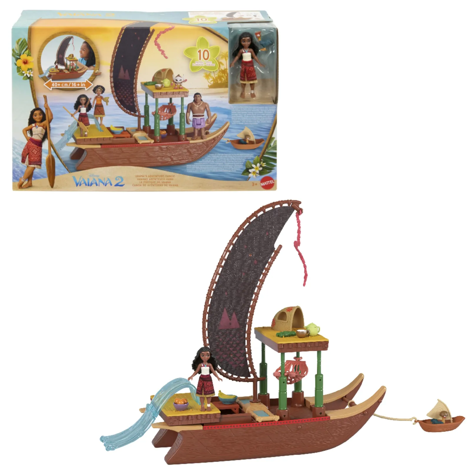 Mattel Disney Vaiana 2: Canoa de Aventuras JBT78 con Muñeca y Accesorios