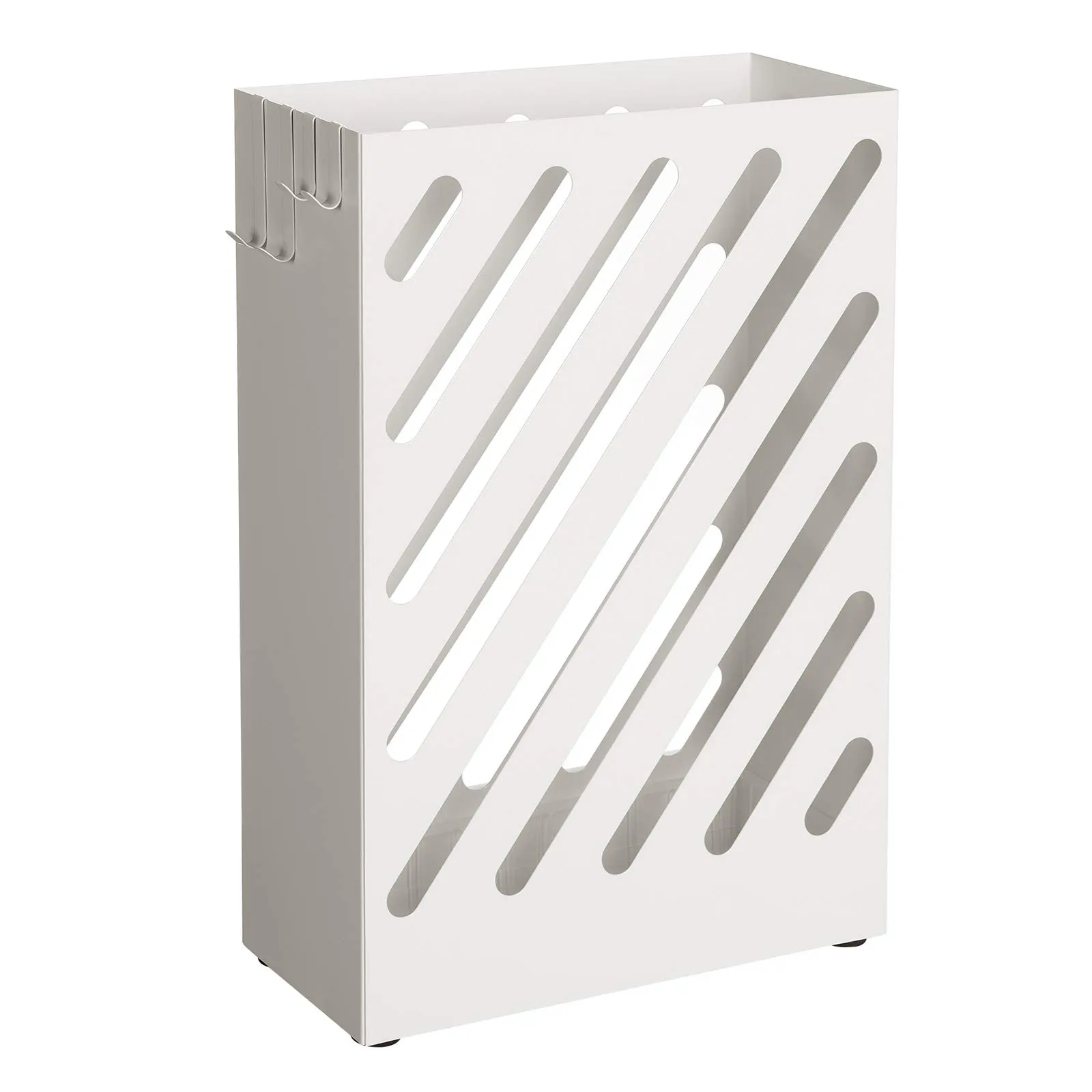 SONGMICS Paragüero Rectangular con Ganchos y Plato para Agua - Blanco LUC03WT