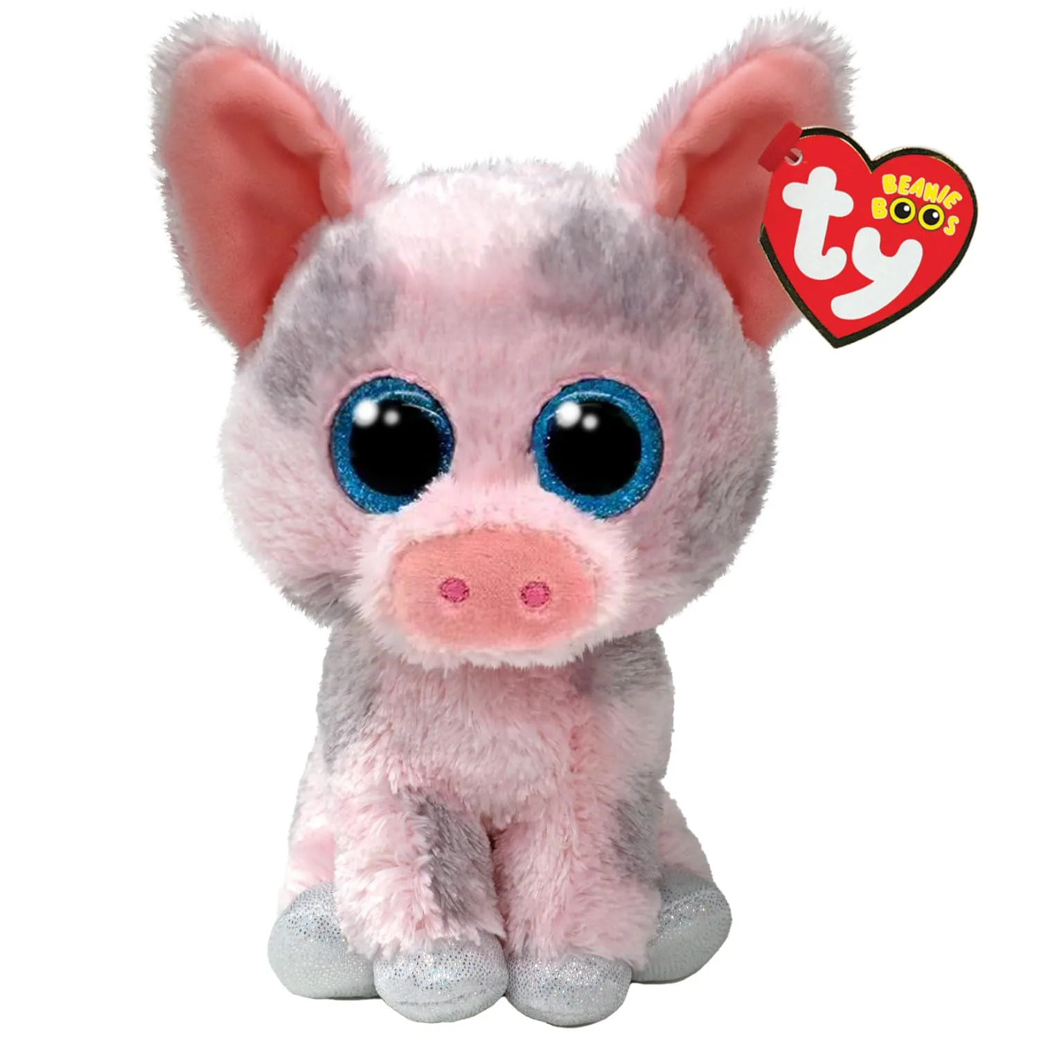 Peluche Ty Beanie Boos Hambo, cerdito de 15cm con ojos azules brillantes