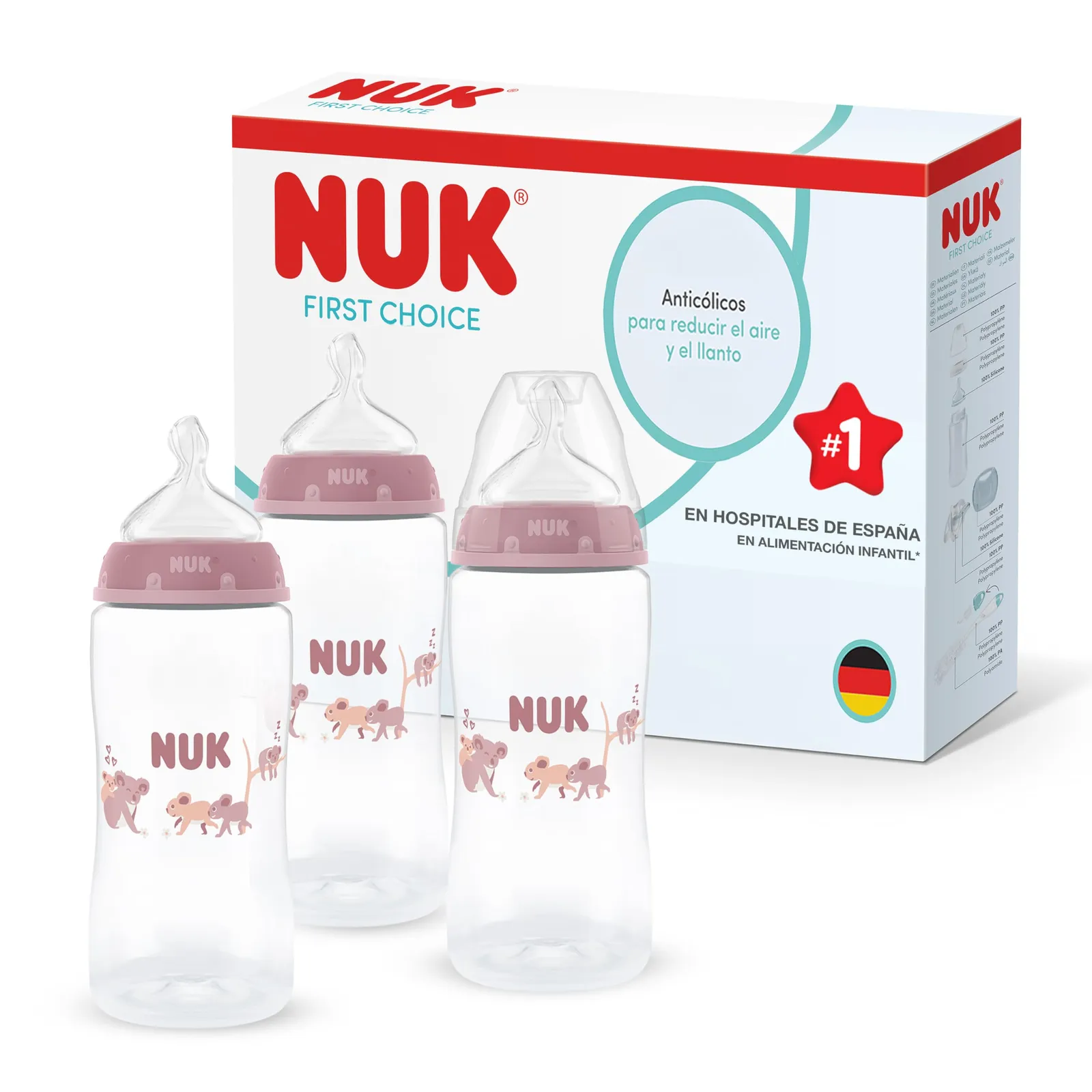 Pack 3 Biberones NUK First Choice 300ml Koala +3 meses