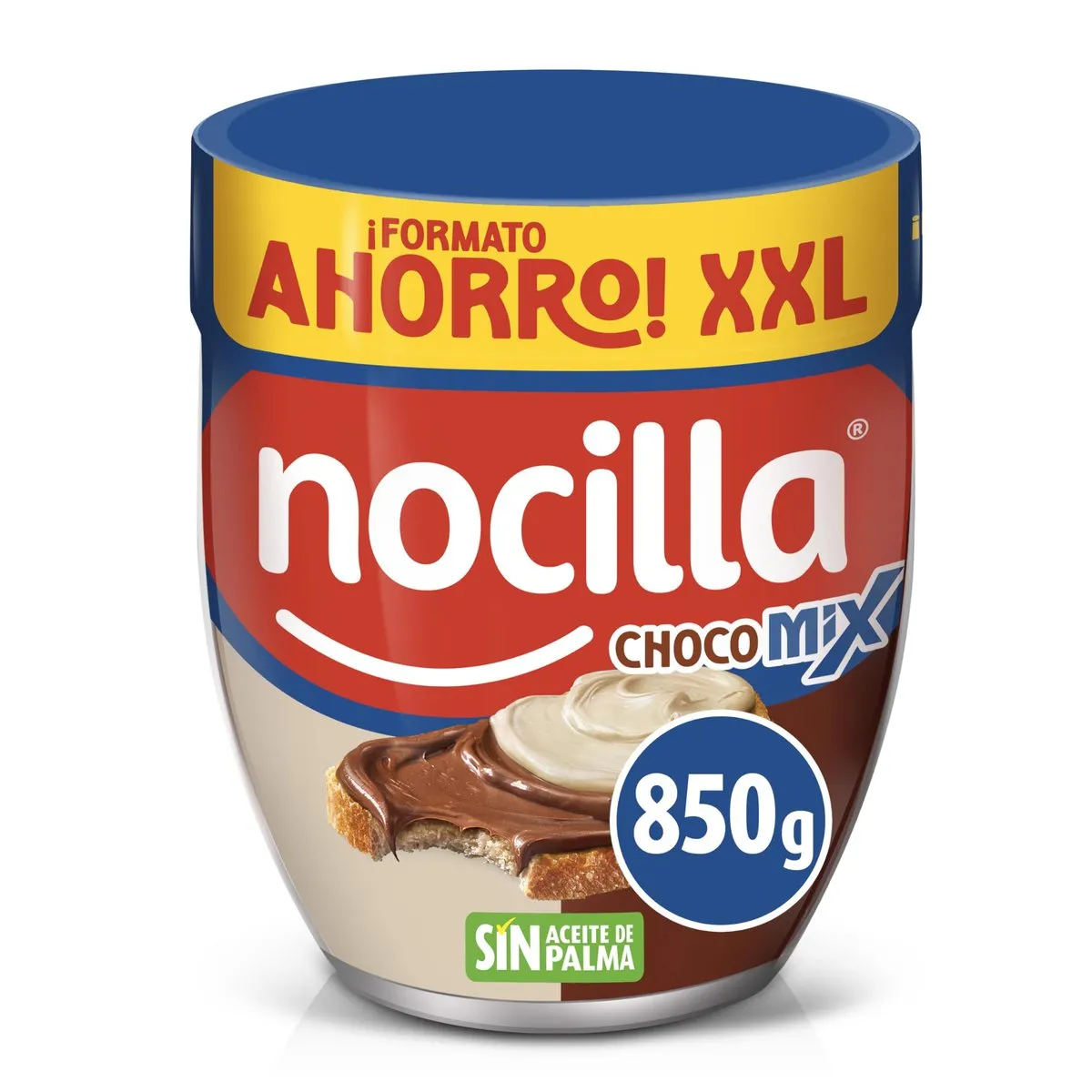 Nocilla ChocoMix Doble Crema Cacao y Leche con Avellanas 850g Sin Aceite de Palma