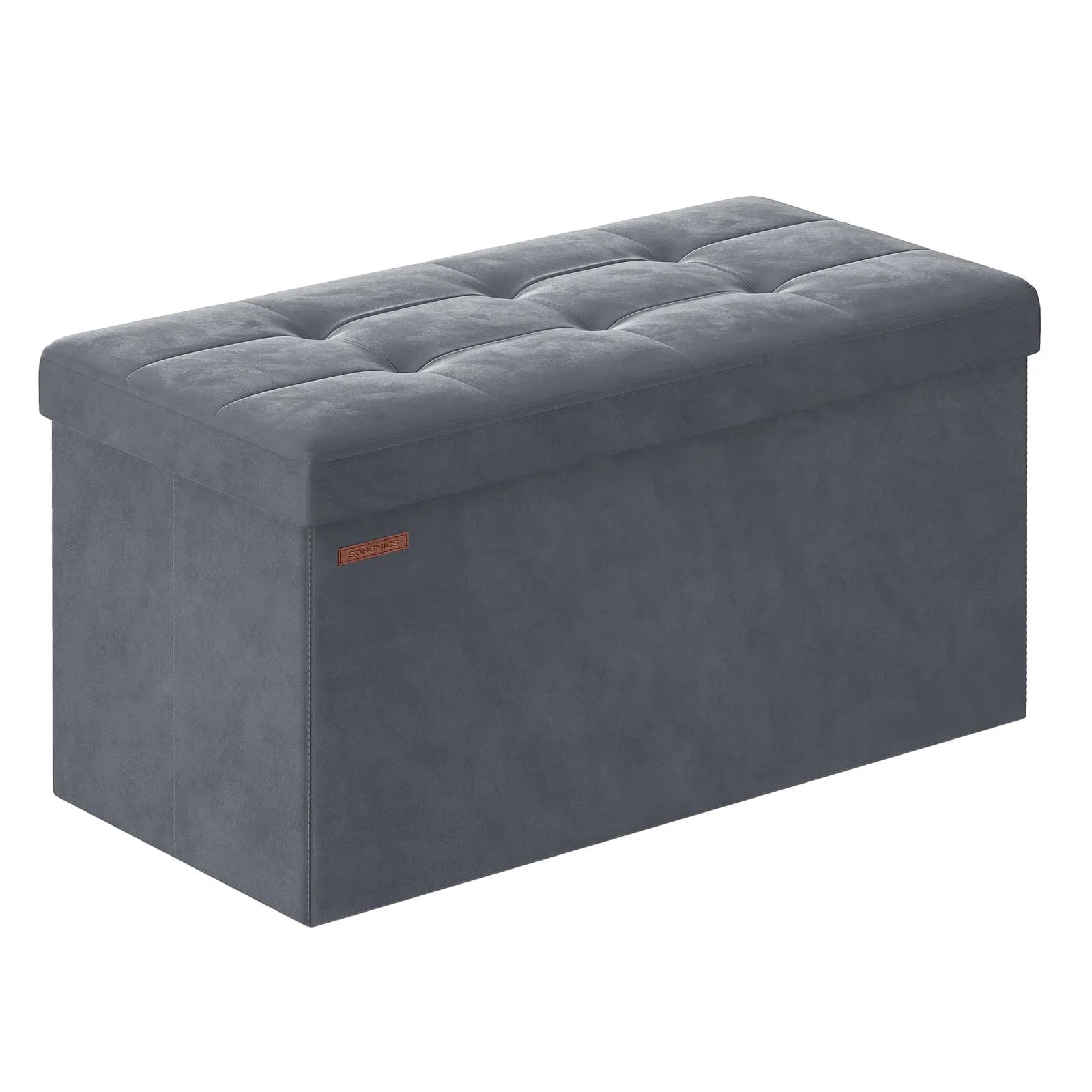 Songmics Puff Almacenaje Plegable 38x76x38 cm Gris Pizarra LSF247G01