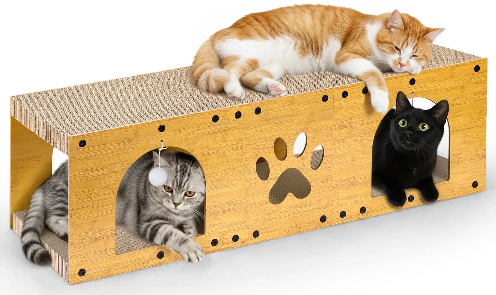 Rascador Gimars para Gatos 100x30x30 cm con Juguete y Protección de Muebles