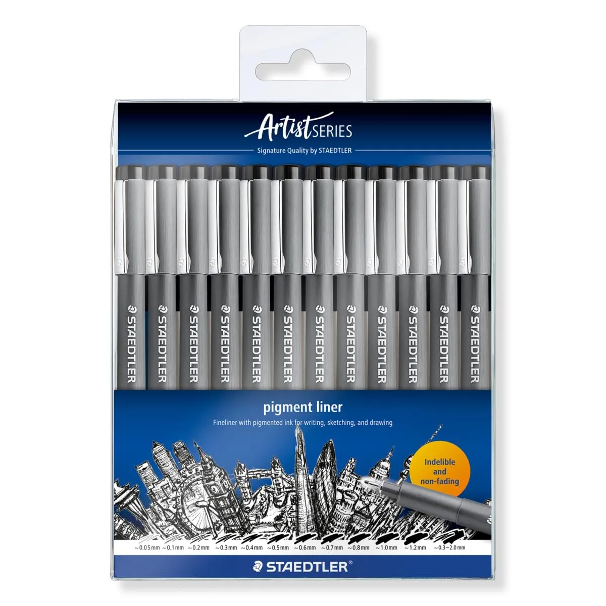 Staedtler Pigment Liner: Pack 12 Rotuladores Negros