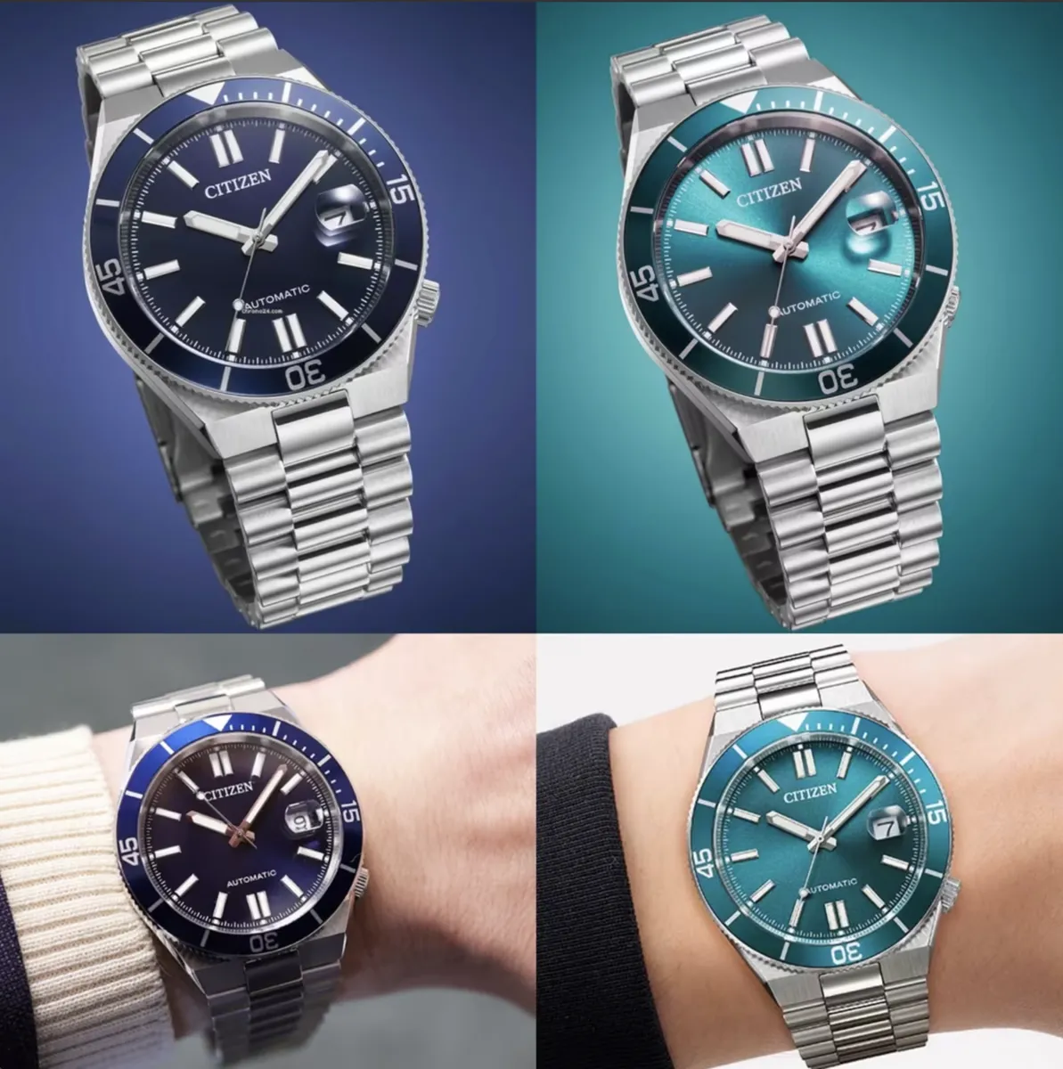 Relojes Citizen Tsuyosa Automáticos 40mm (Turquesa/Azul) con Cristal Zafiro