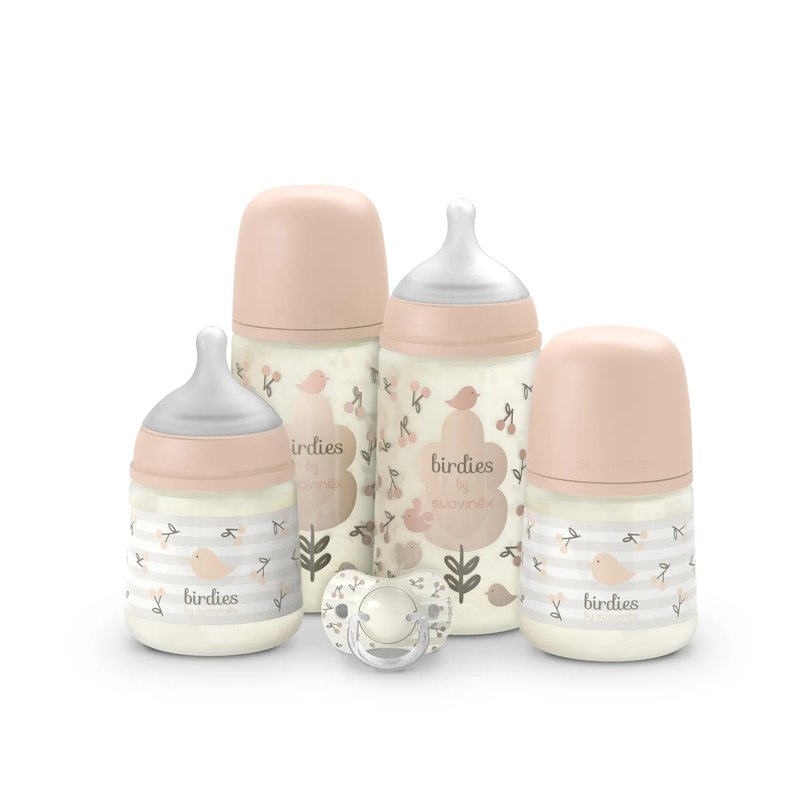 Suavinex Set Biberones Recién Nacido Pack Regalo Birdies Rosa 5 Piezas