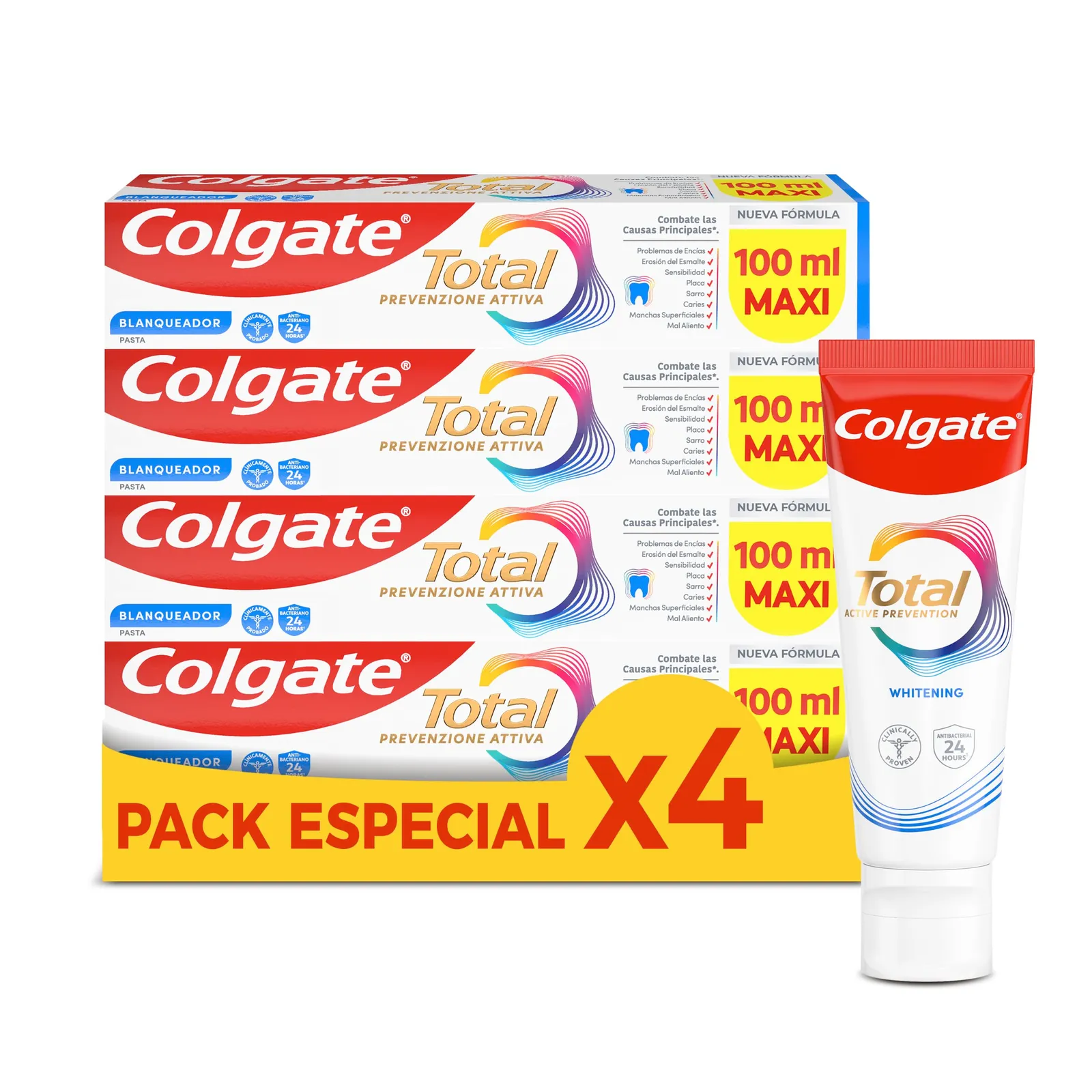 Pack 8x Pasta Dientes Colgate Total Blanqueadora 100ml