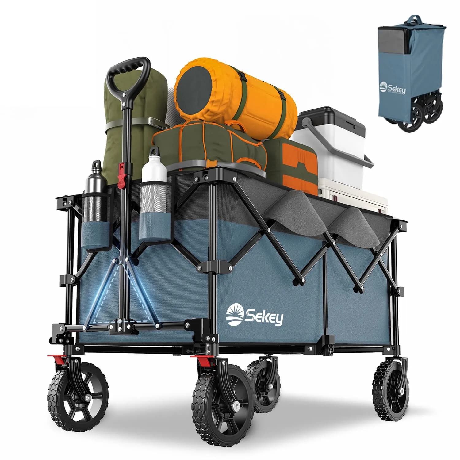 Sekey XXL Plus Carro Plegable con Freno - 200L, 200kg - Carrito Transporte Azul