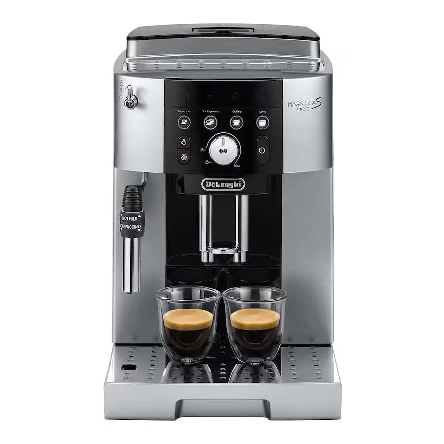 Cafetera superautomática DeLonghi con molinillo cónico, 1450W y sistema cappuccino