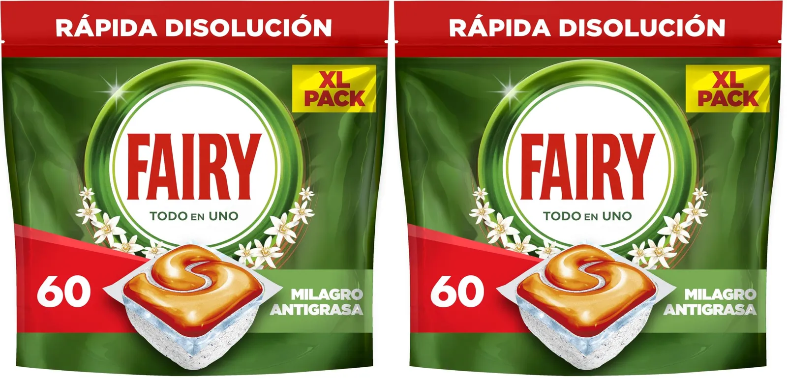 Cápsulas Lavavajillas Fairy Original Todo En Uno Naranja (2x60 uds)