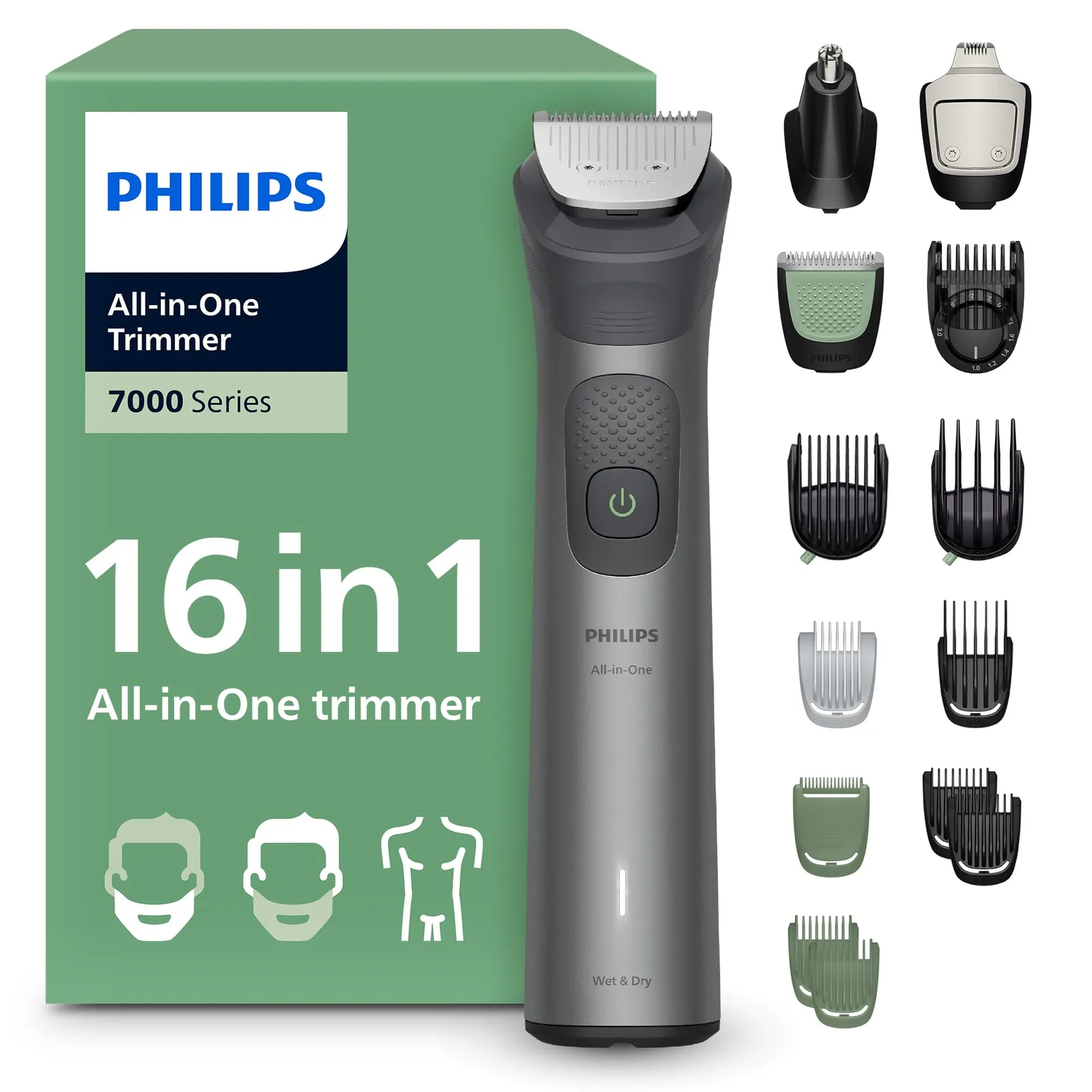 Philips Serie 7000 MG7931/15: Recortadora 16 en 1 para rostro, cabeza y cuerpo