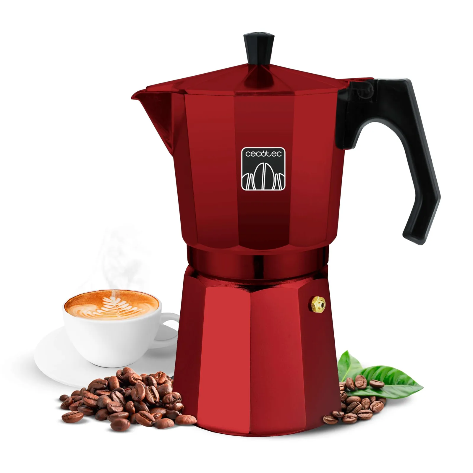 Cecotec Cafetera Italiana Mokclassic 600 Red, Aluminio, 6 Tazas, Junta Silicona