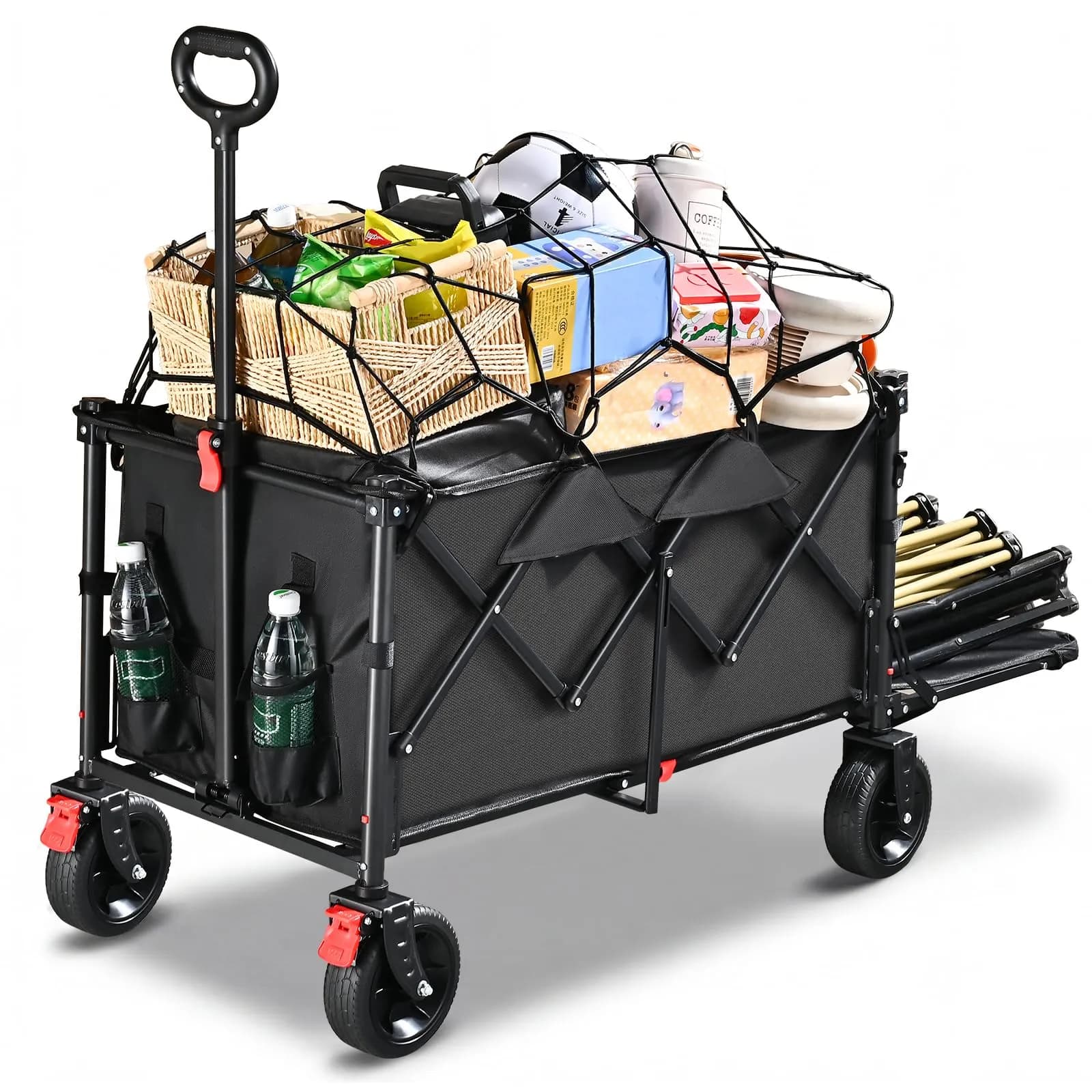 YEAUPE PRO Carrito Plegable: Carga 200kg, Fondo Abatible, Frenos. Ideal Playa, Camping, Pesca.