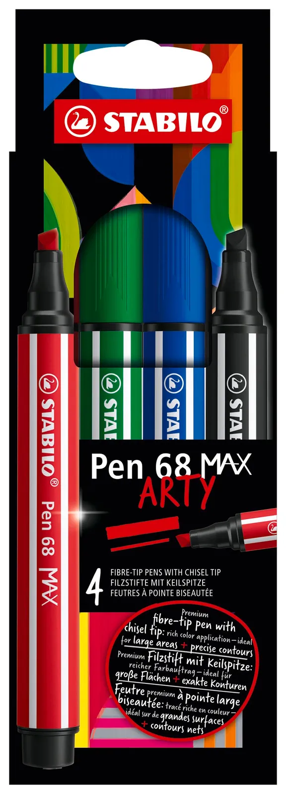 Stabilo Pen 68 MAX Estuche 4 Rotuladores Colores Intensos