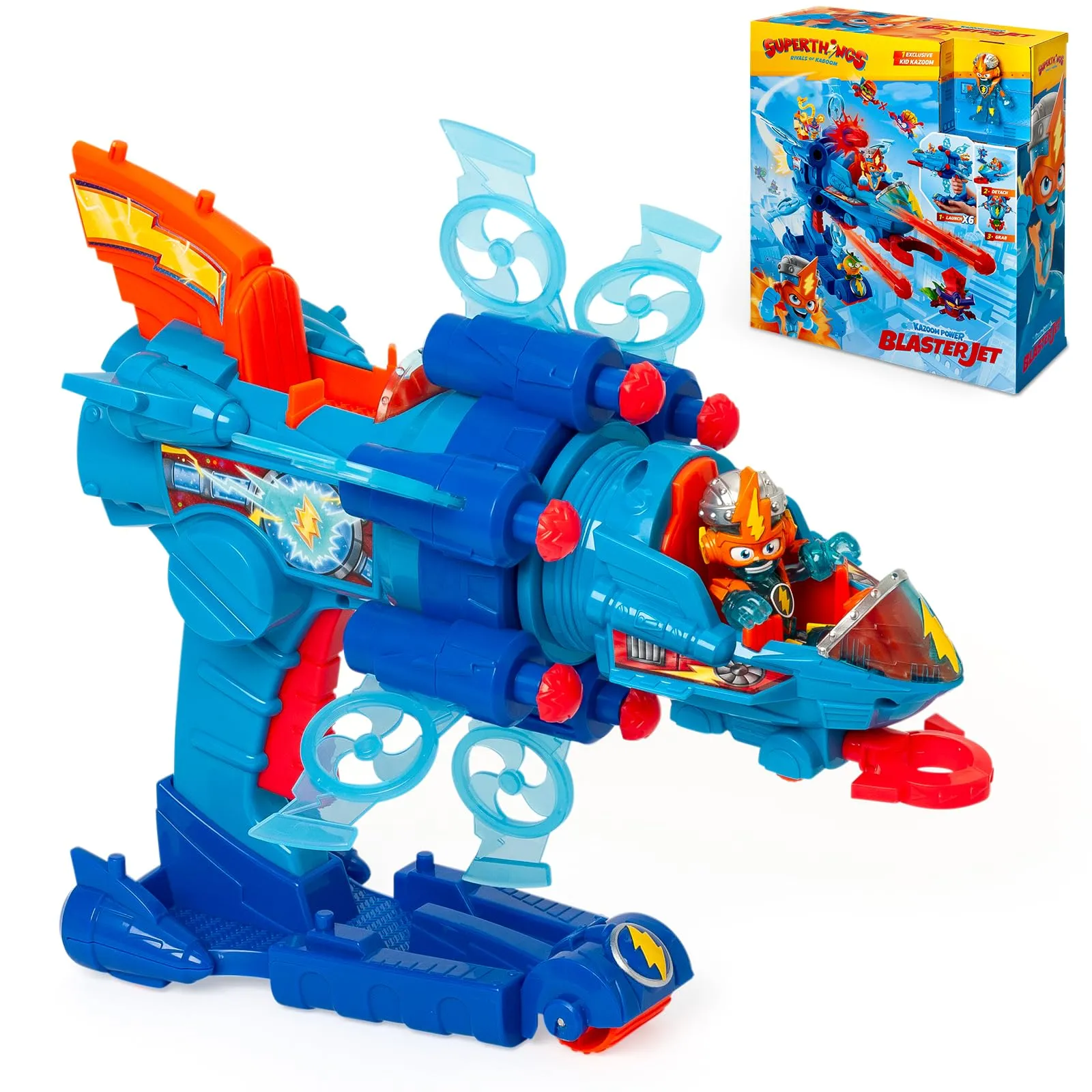 SUPERTHINGS KAZOOM Power - Blaster Jet Serie TV, con Kid Kazoom y 6 Proyectiles