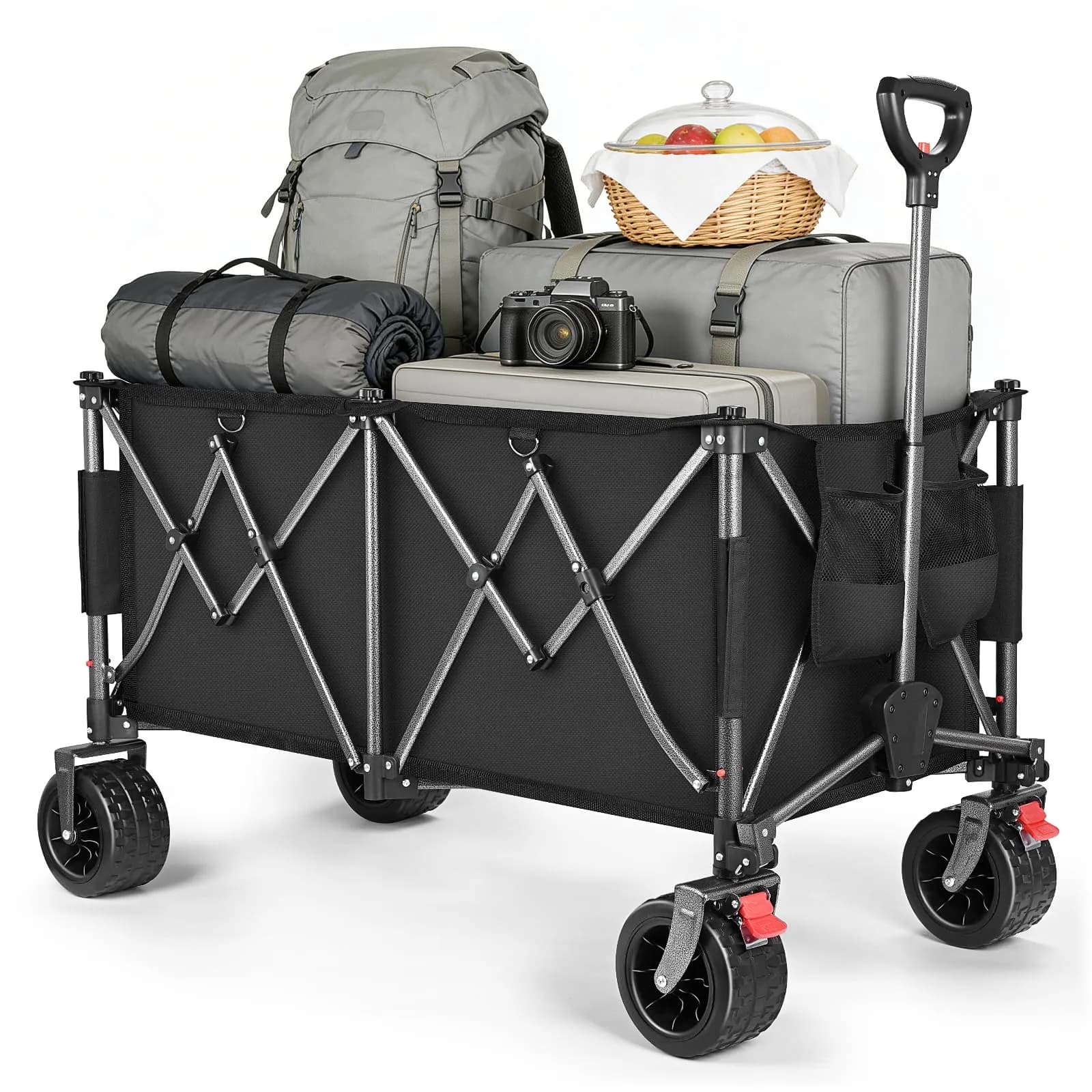 YEAUPE PRO Carro de Playa Plegable Todo Terreno - 260L/150kg, Frenos Dobles, Ruedas Anchas