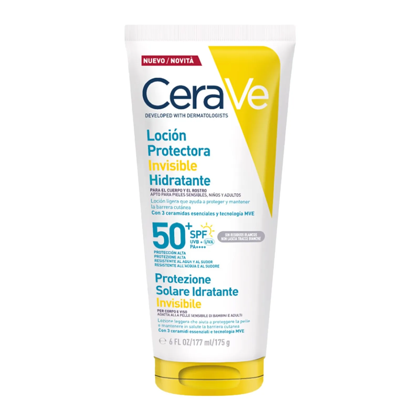 CeraVe Loción Protectora Invisible SPF 50+, 177 ml