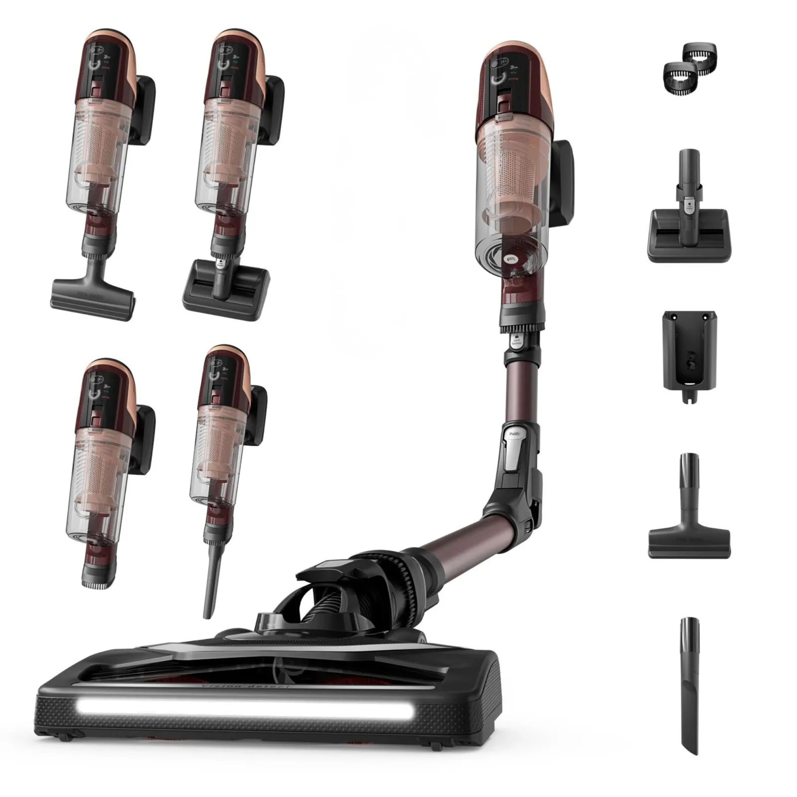 Rowenta X-Pert 6.80 Flex Aspiradora Escoba Sin Cable, 60 Min Autonomía, Animal Flex, Burdeos
