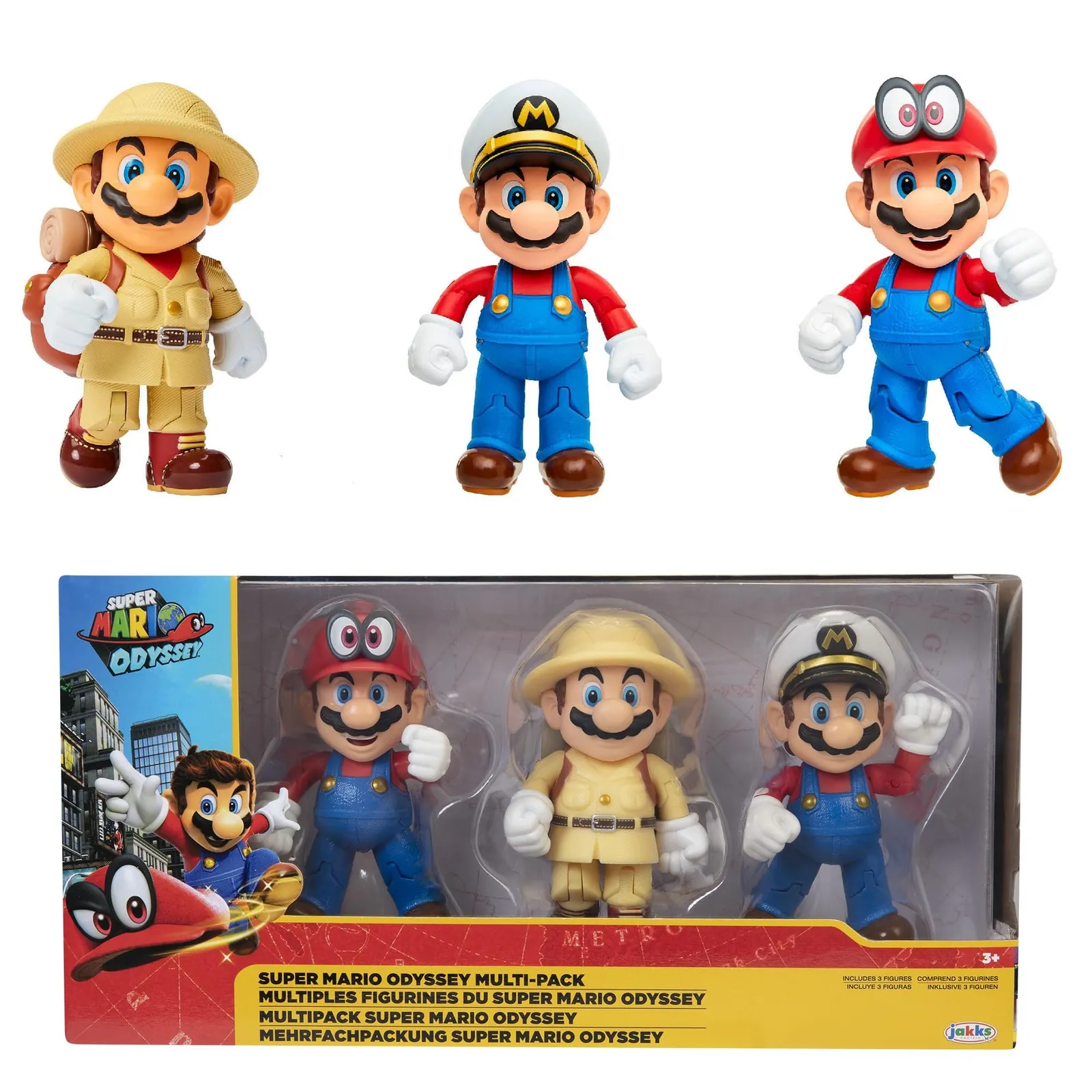 Nintendo Super Mario Odyssey: Pack 3 Figuras Articuladas de 10cm