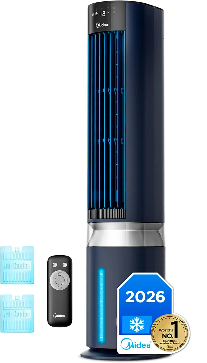 Midea Climatizador Evaporativo Portátil 3 en 1: Enfriador, Ventilador, Humidificador | 7L, 6 Velocidades, Mando IA