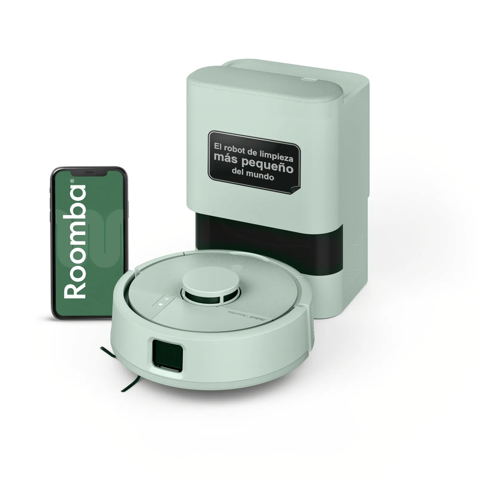 Mini Robot Aspirador y Friegasuelos iRobot Roomba, Base AutoEmpty 90 días, Compacto, Verde