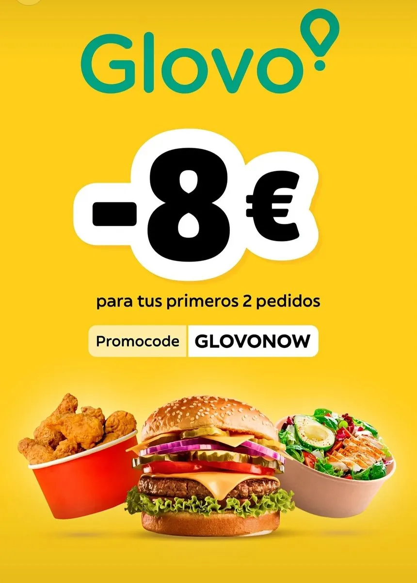 Glovo: 8€ de descuento en dos pedidos superiores a 15€