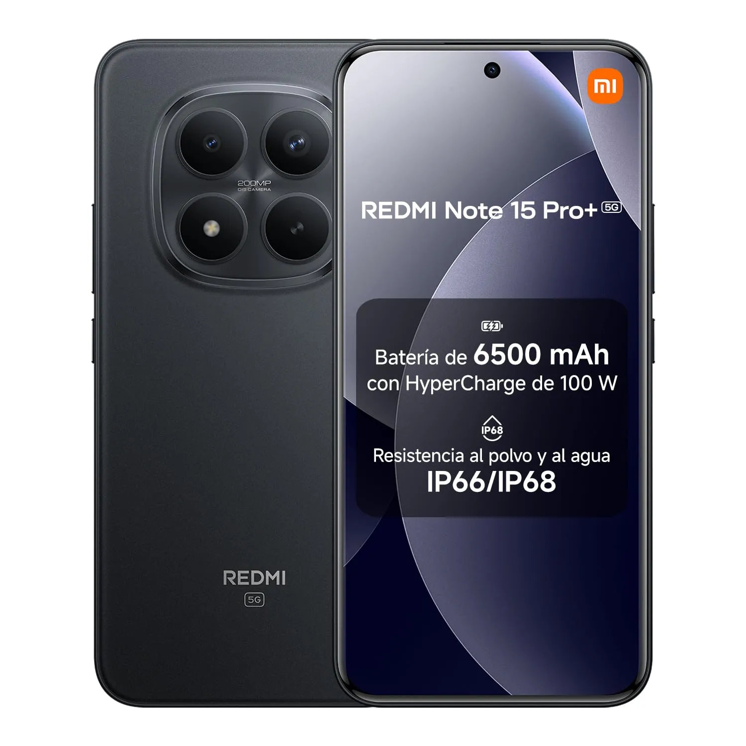 Xiaomi Redmi Note 15 Pro+ 5G 8+256GB Negro ES - Pantalla 6.83" AMOLED 1.5K, Snapdragon 7s Gen 4, Cámara 200MP, Carga 100W