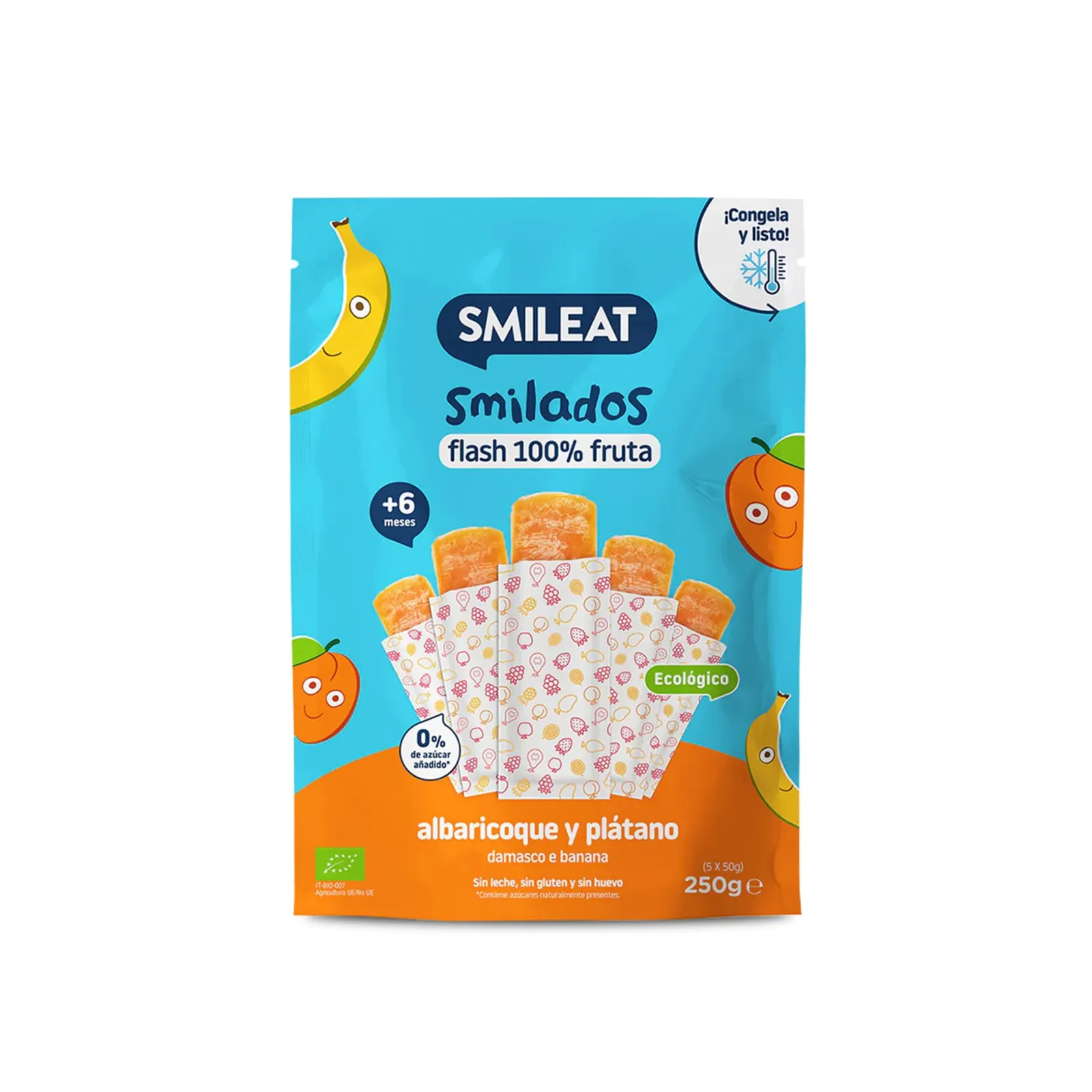 Lote 5x Smileat Smilados Fruta Ecológica Albaricoque y Plátano