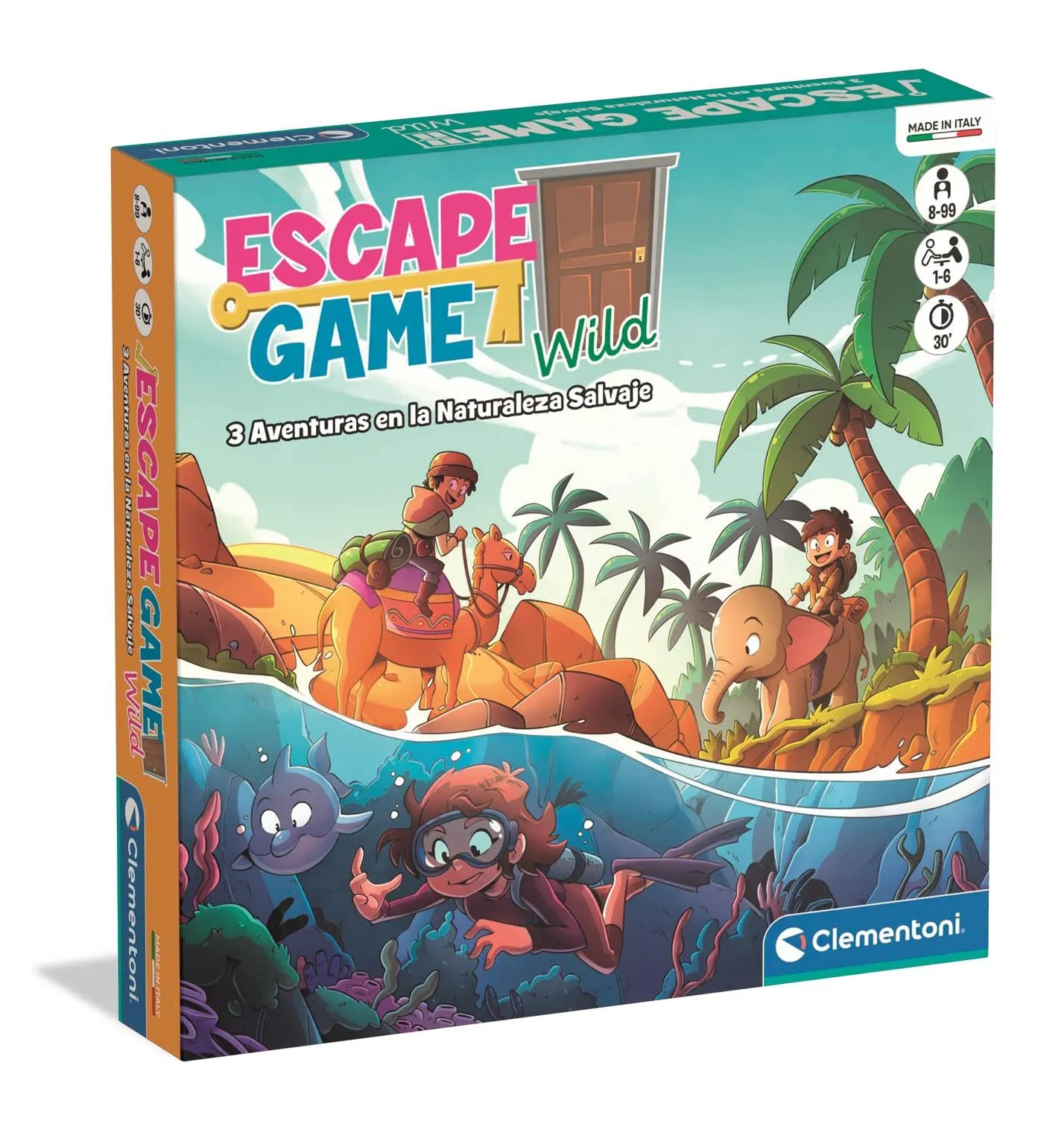 Clementoni Escape Game Wild: Juego de Mesa con 3 Aventuras