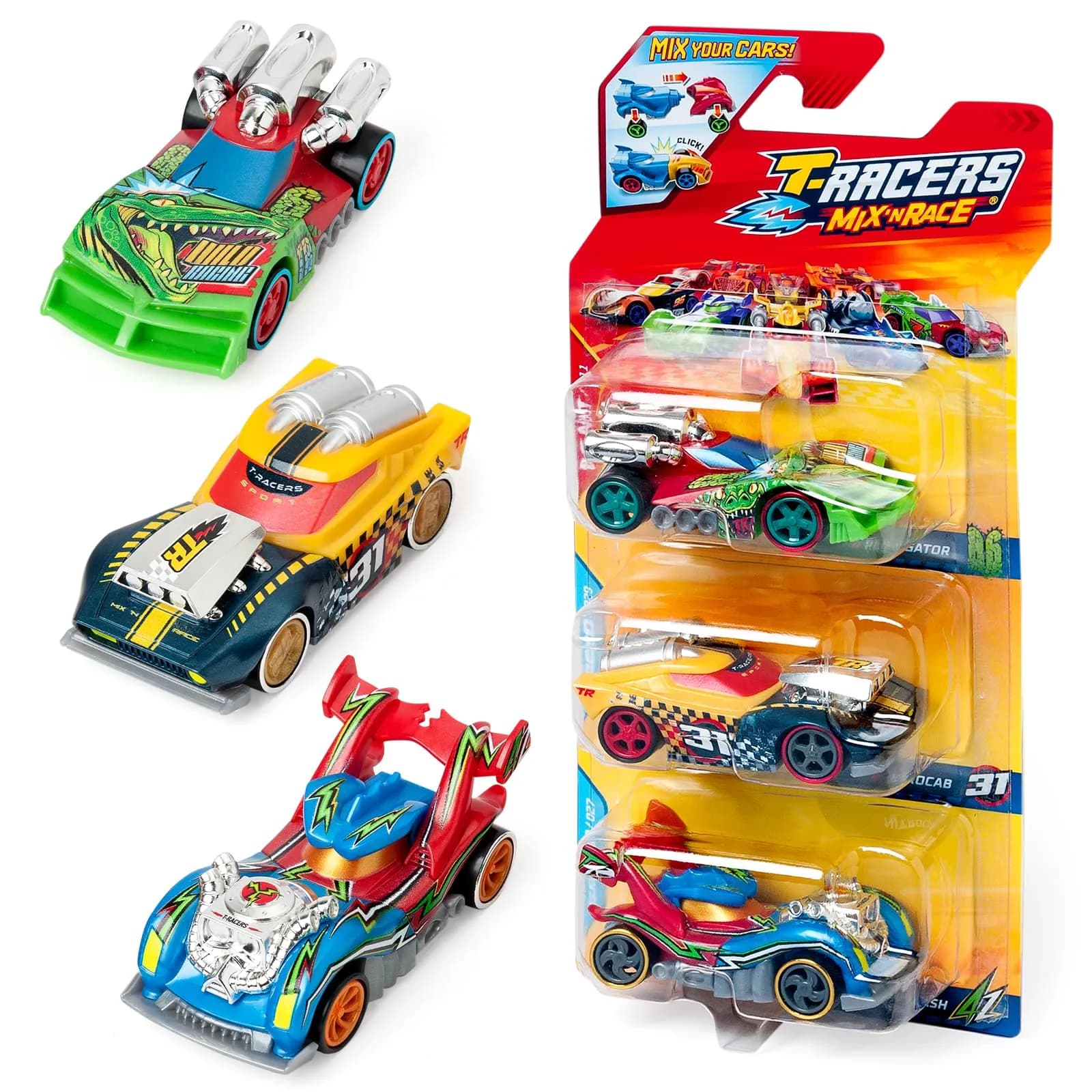 Pack 3x T-Racers Mix N Race Coches Juguete