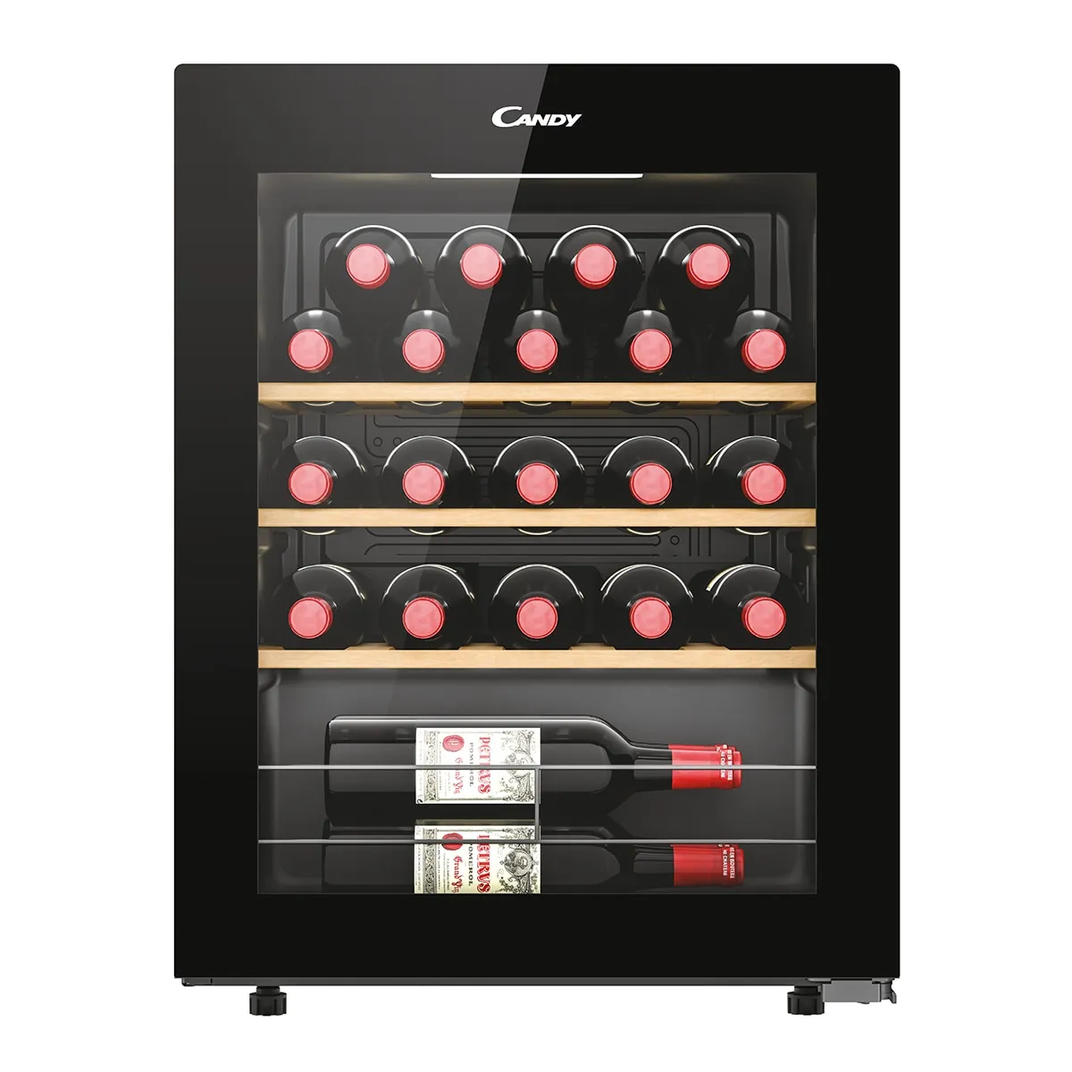 Vinoteca Candy CWC023: 23 Botellas, Cristal Anti UV, Estantes Madera, LED, WiFi/Bluetooth, Negra