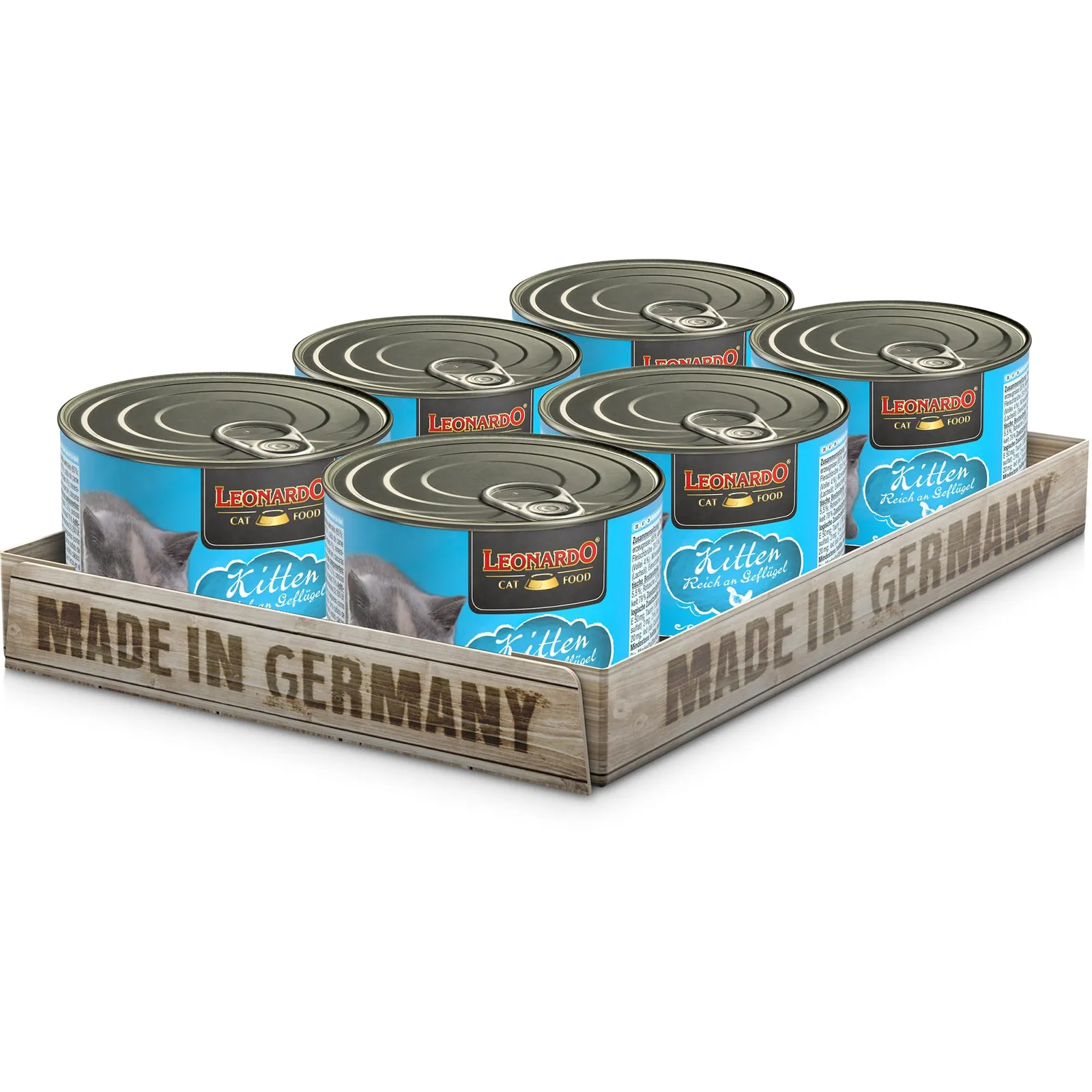Pack 6x Leonardo Kitten Comida Húmeda Ave 200g