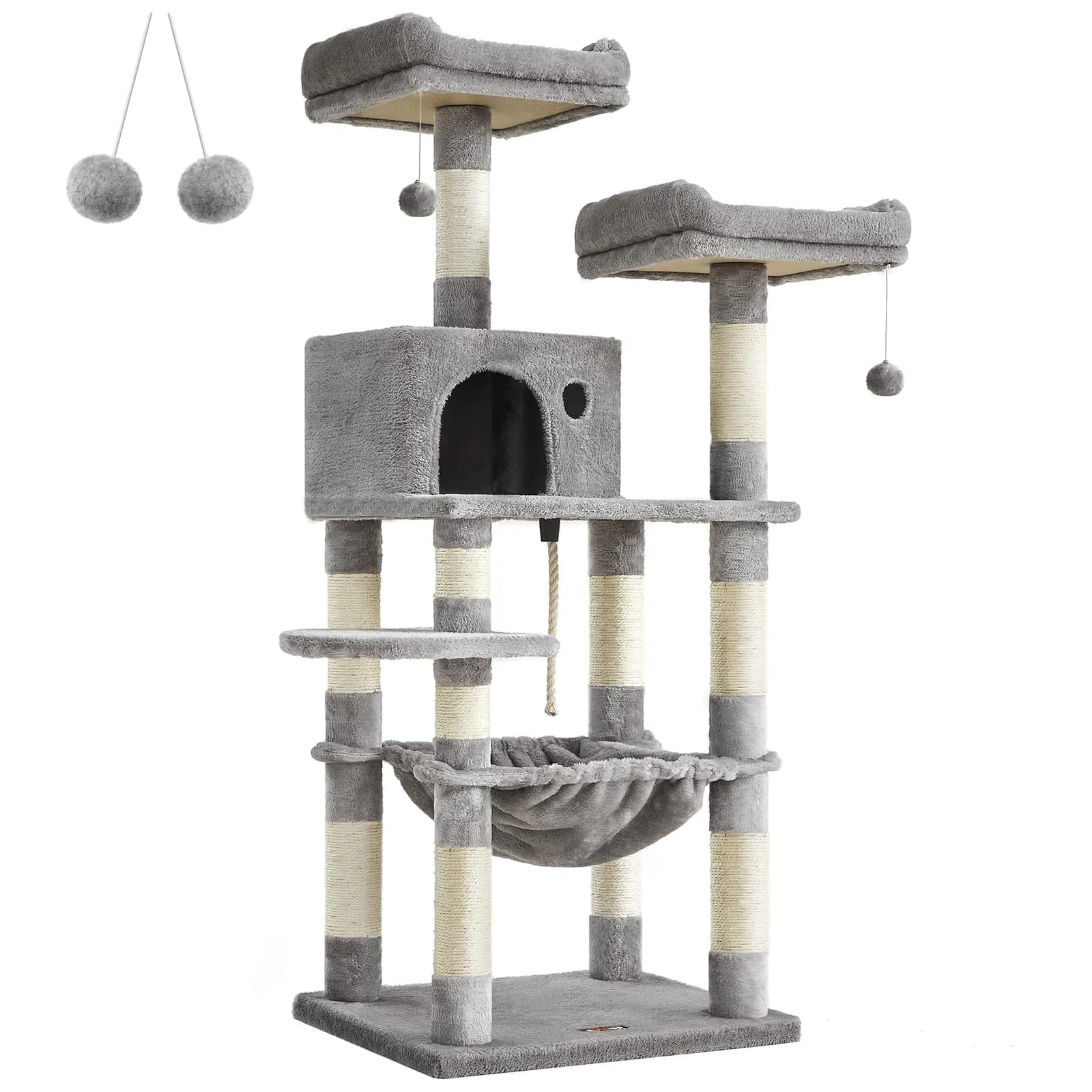 Árbol rascador para gatos de 143 cm con 11 postes