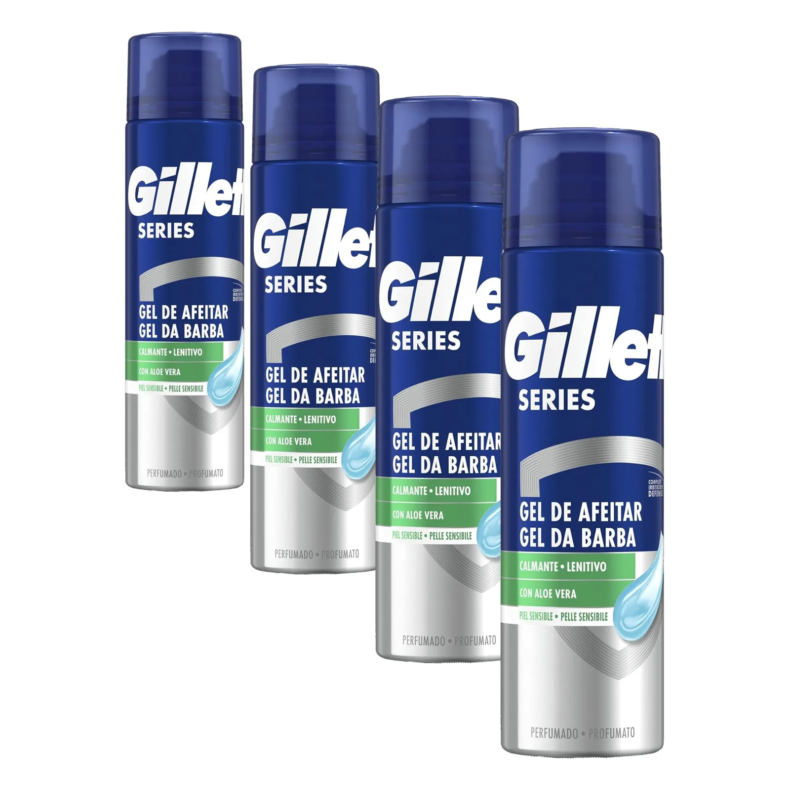 4x Gillette Series Gel Afeitar Aloe Vera 200ml