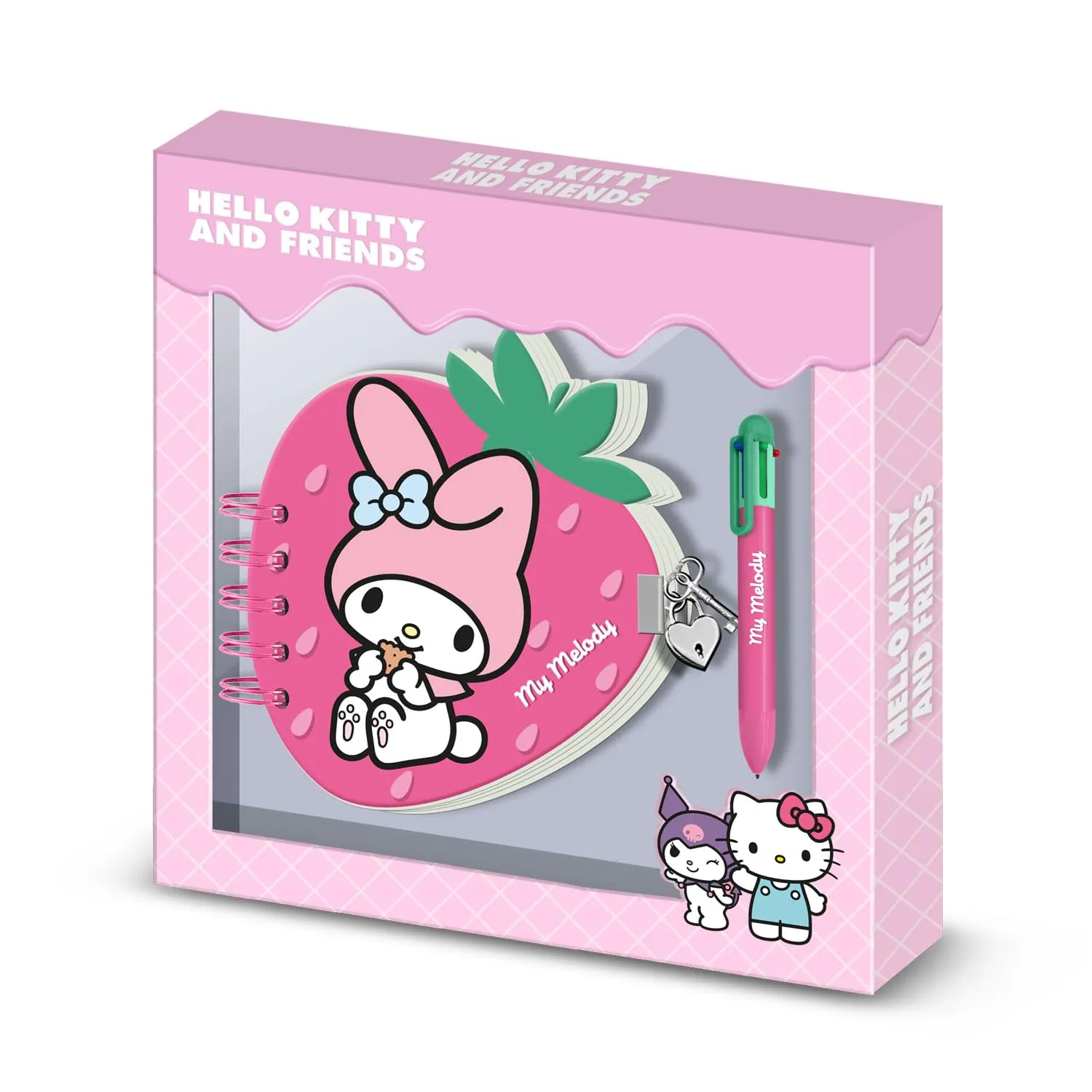 Diario y Bolígrafo Hello Kitty My Melody Strawberry Pack