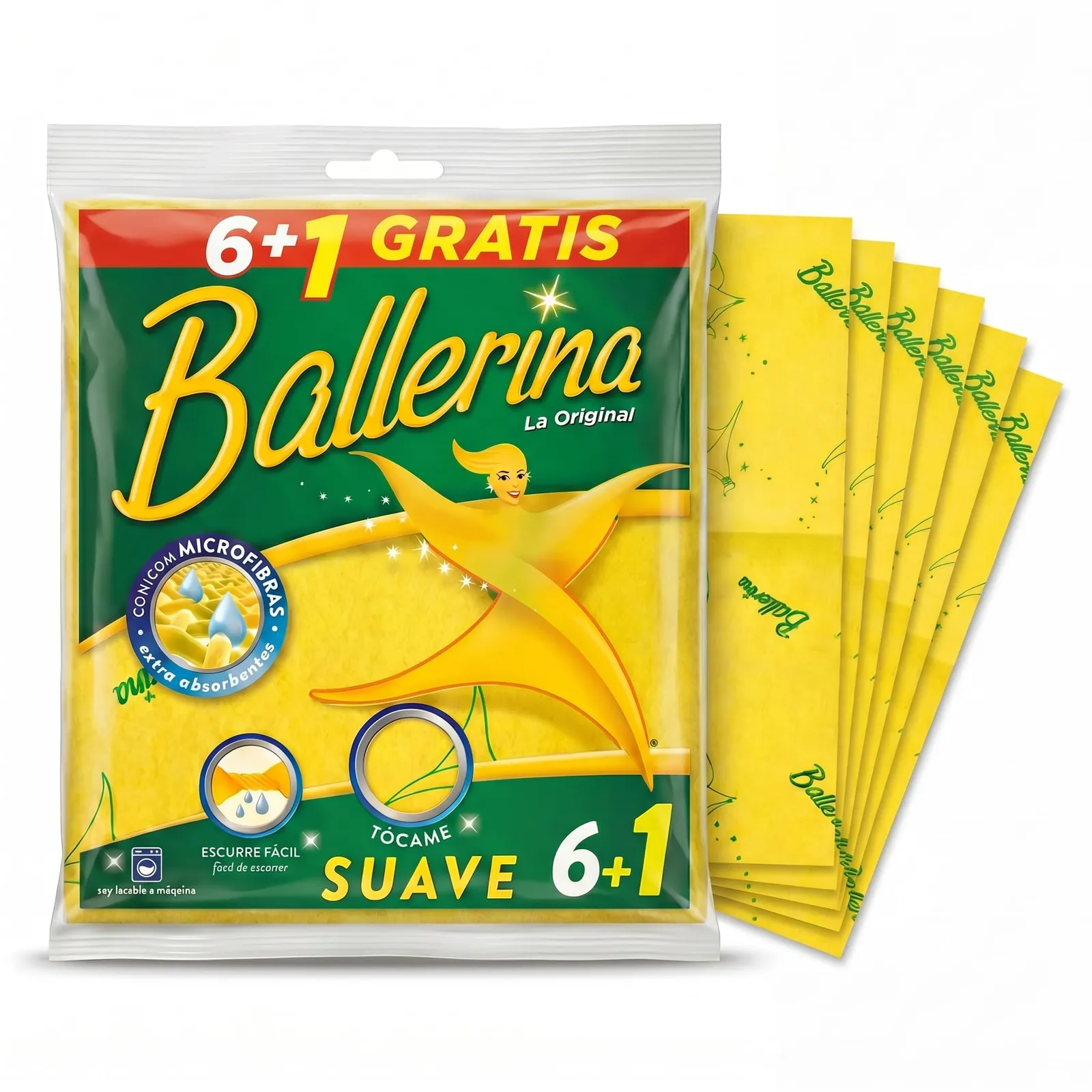 Pack 7 Bayetas Ballerina Amarilla Original (35x35 cm)