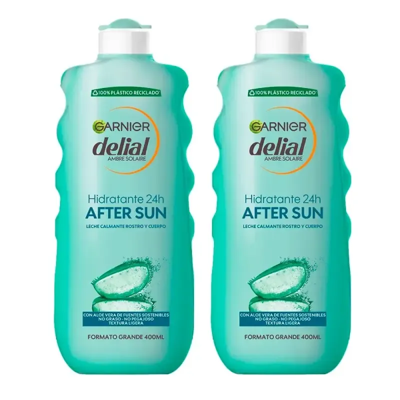 Lote 2x400ml Leche Solar Garnier Delial Rostro y Cuerpo Aloe Vera