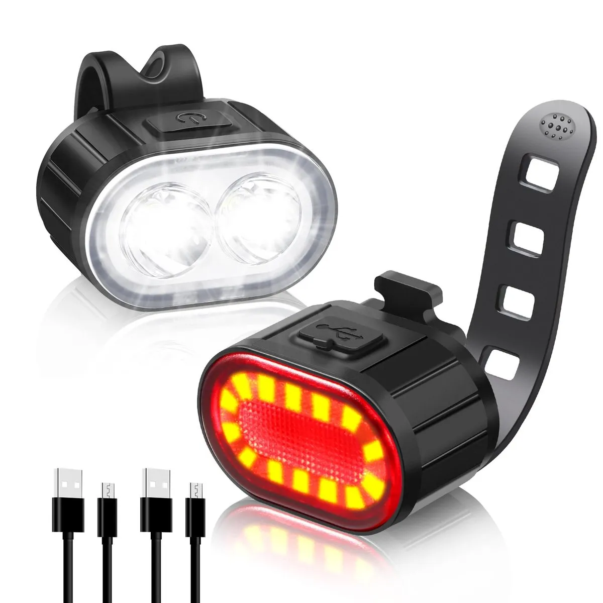 Set de Luces LED Recargables USB para Bicicleta (Delantera y Trasera)