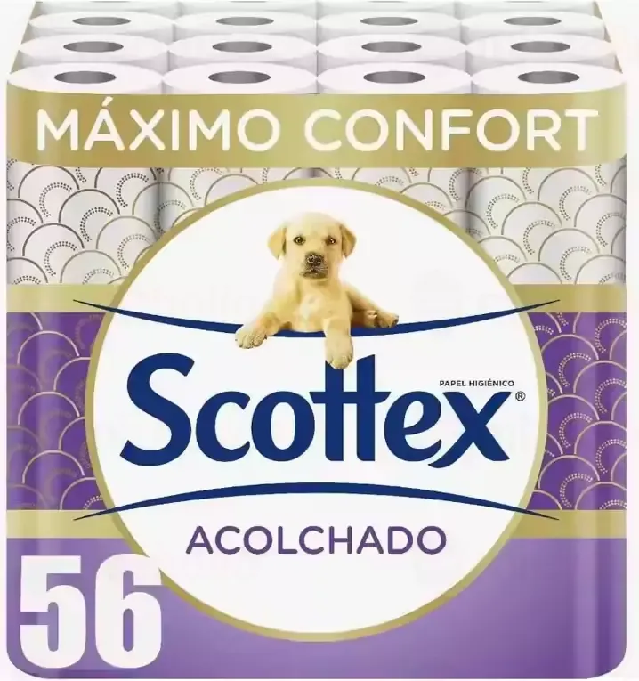 56 Rollos de Papel Higiénico Scottex Acolchado
