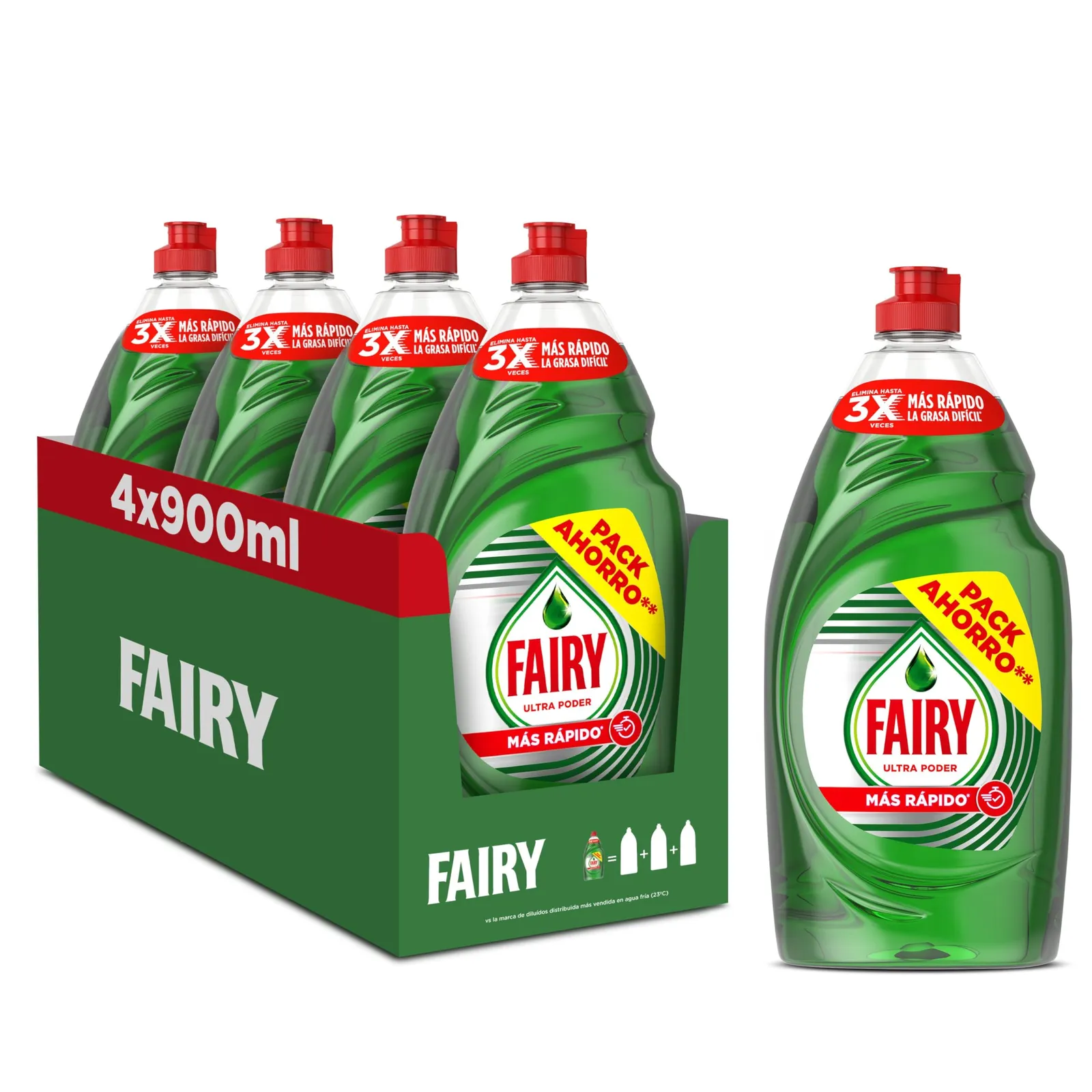 Pack 4x Fairy Ultra Poder Detergente Lavavajillas 900ml