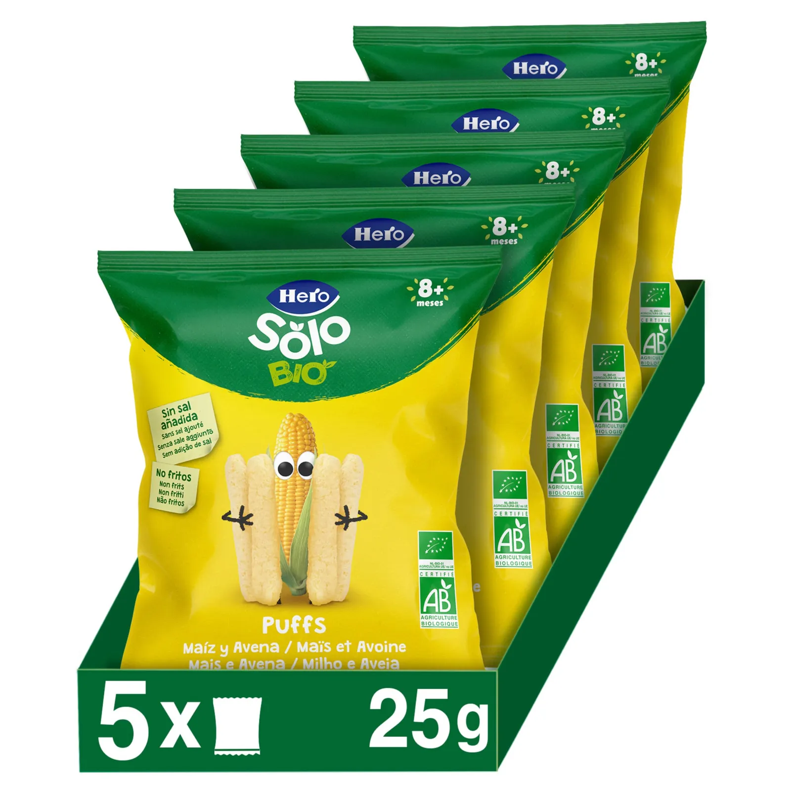 Pack 5 Hero Solo Puff Maíz y Avena 25g