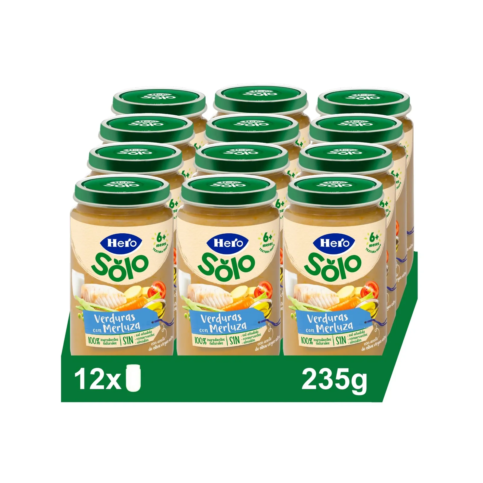 Hero Baby Tarrito Infantil Verduritas con Merluza 235g (12 uds)