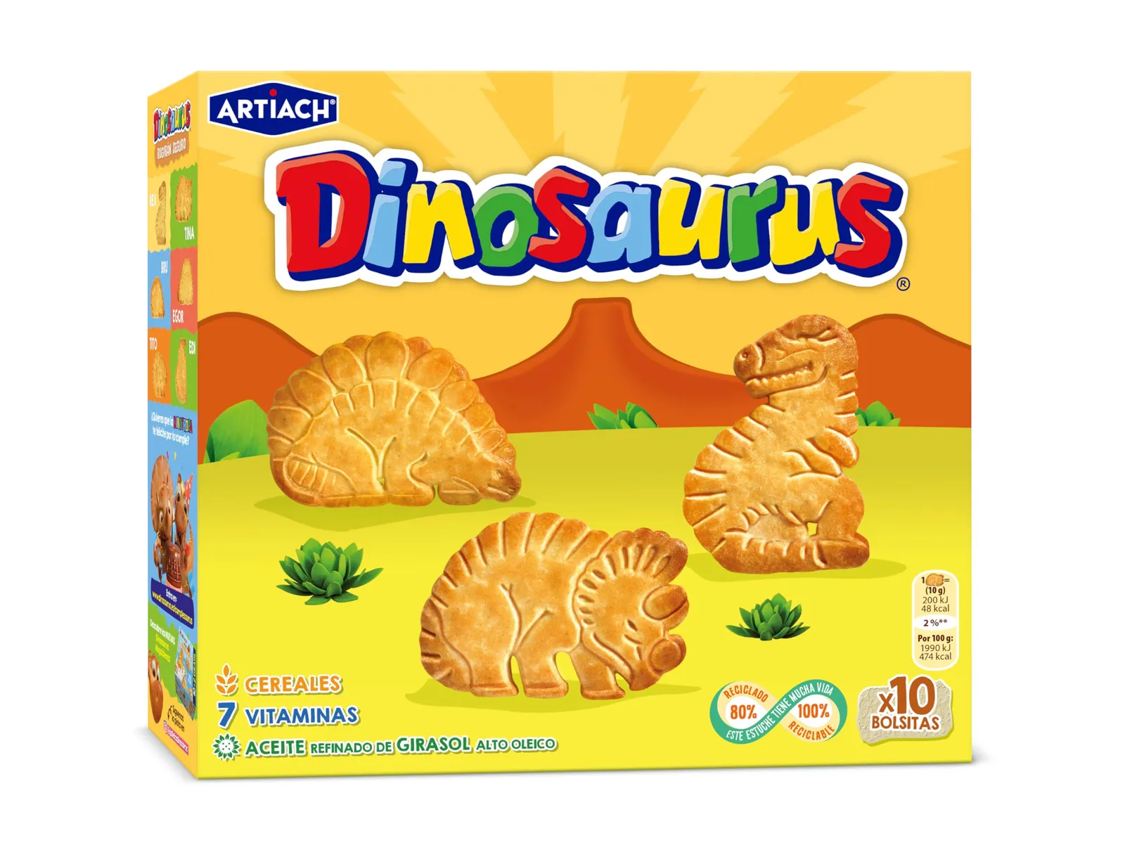 2x Artiach Dinosaurus Galletas Pack Ahorro 411g